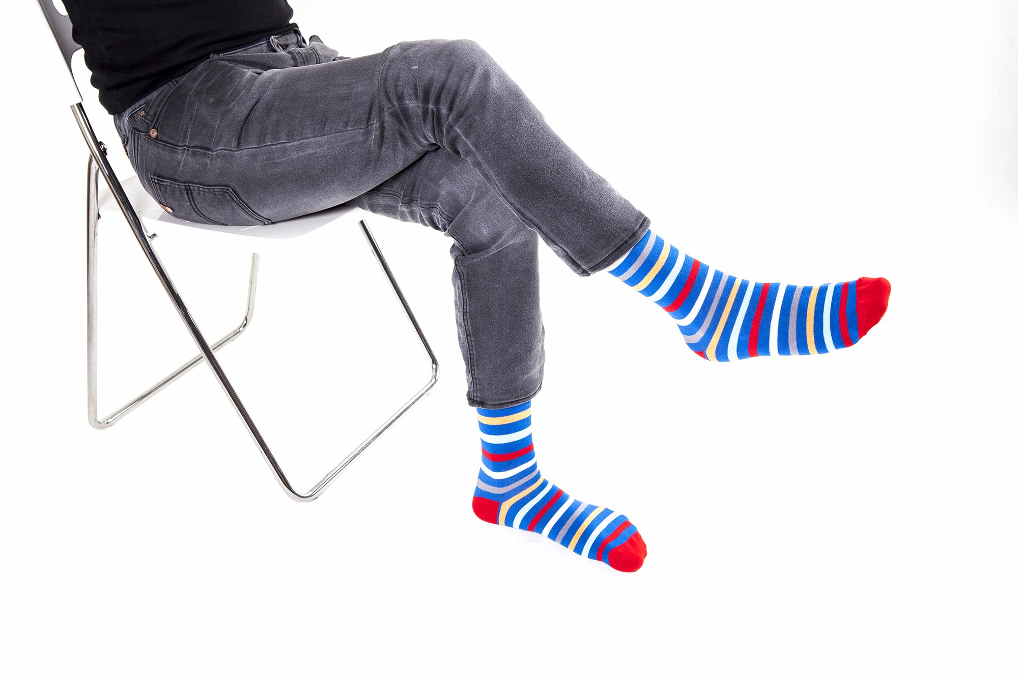 Men's Red Sea Stripe Socks featuring vibrant colors and trendy patterns, made from soft Turkish cotton for comfort.