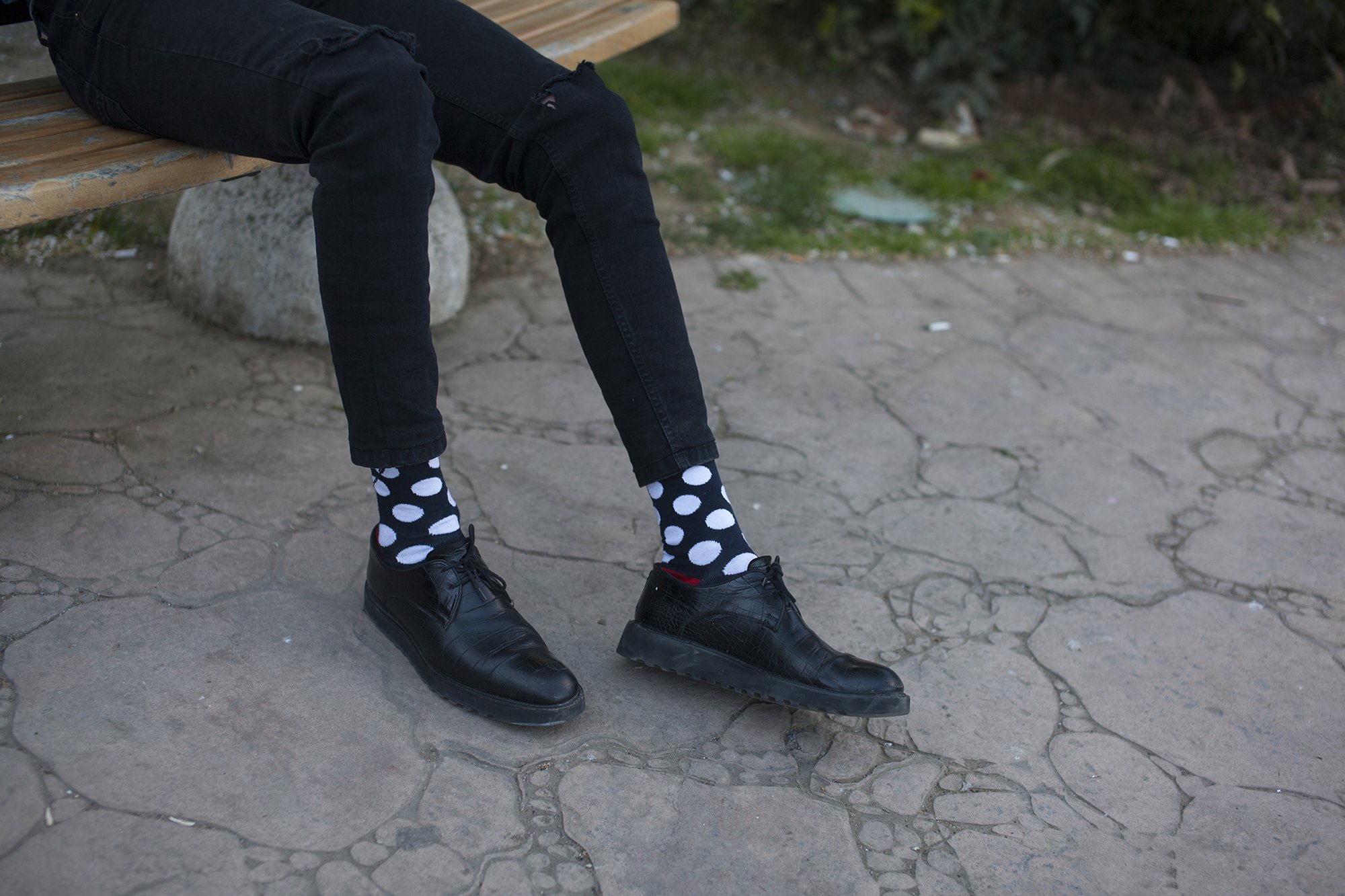 Men's Ruby Marine Dot Socks featuring a vibrant ruby color with playful dot patterns, made from soft Turkish cotton.