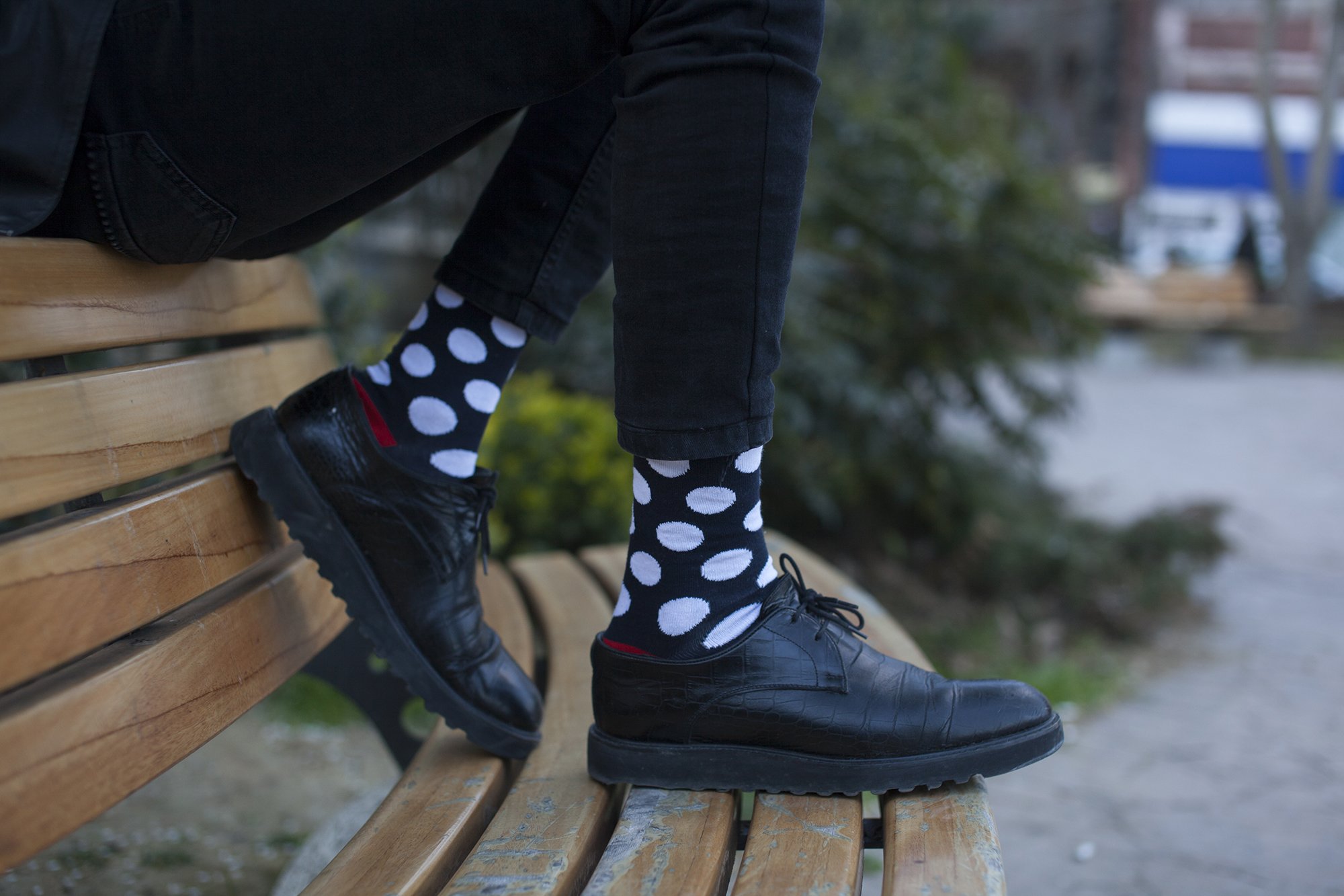 Men's Ruby Marine Dot Socks featuring a vibrant ruby color with playful dot patterns, made from soft Turkish cotton.