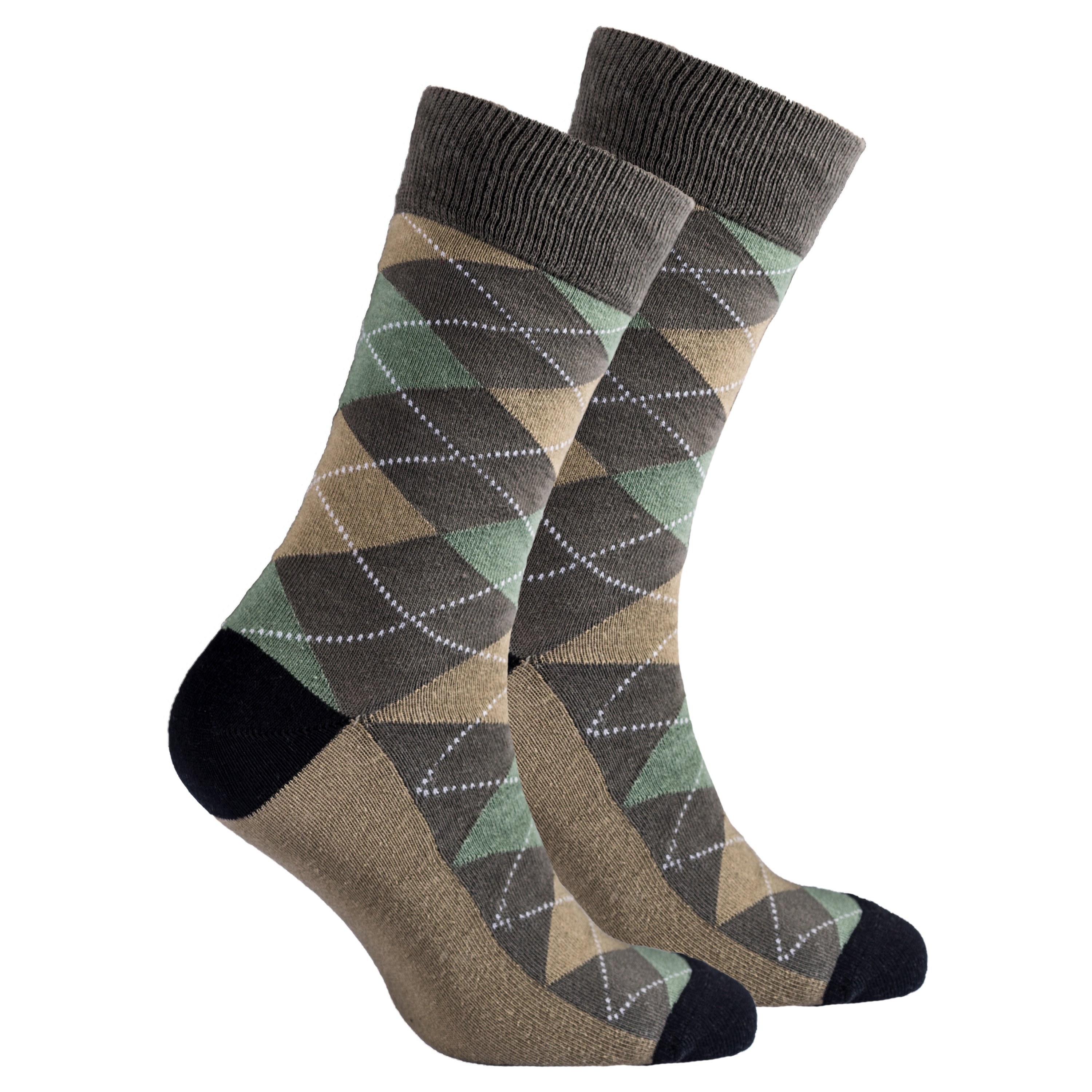 Men's Sage Argyle Socks featuring a vibrant design with a classic pattern, made from soft Turkish cotton for comfort.