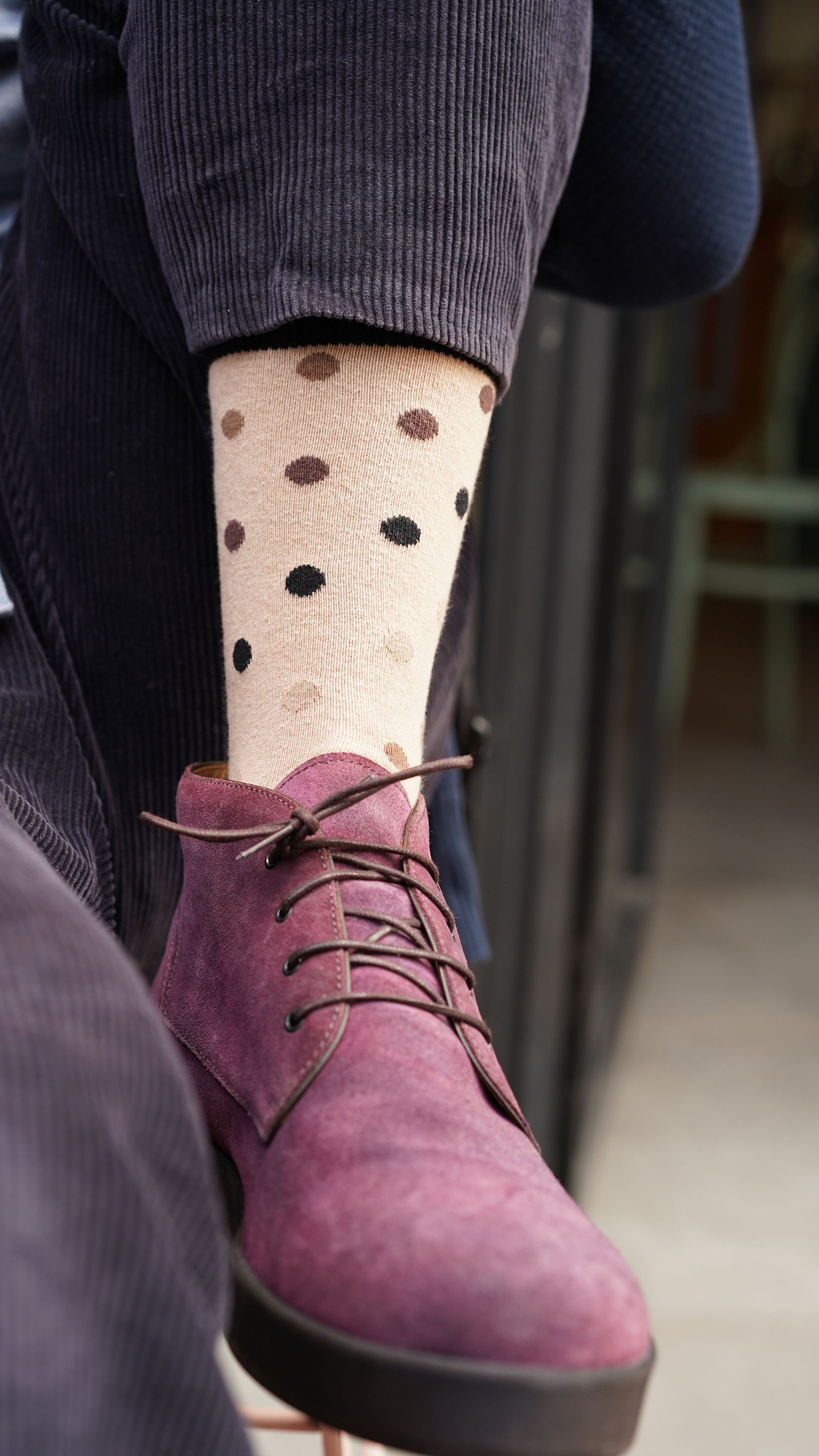 Men's Sand Dot Socks featuring colorful designs and premium cotton material for comfort and style.