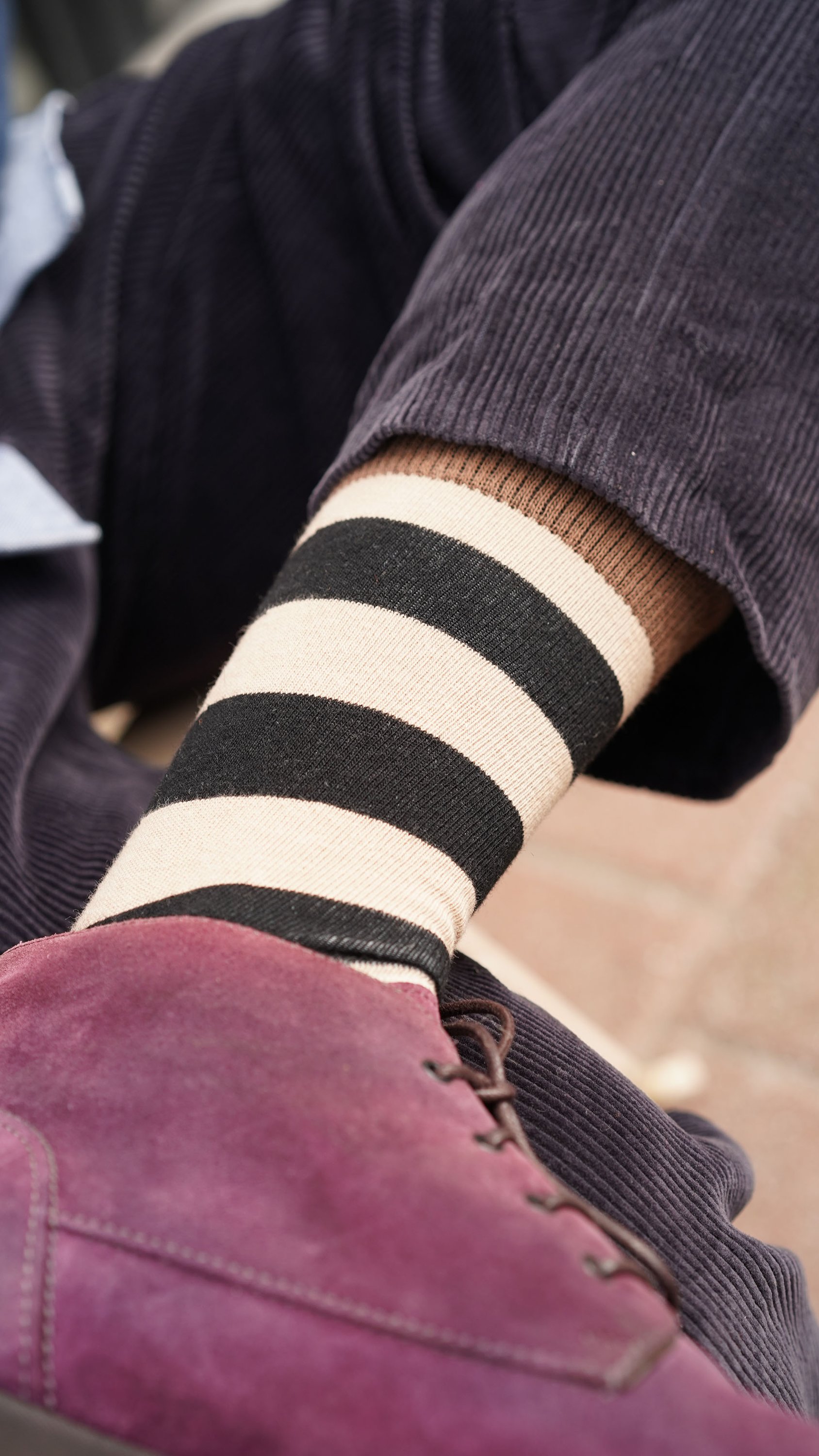 Men's Sand Stripe Socks featuring colorful designs and soft Turkish cotton for comfort.