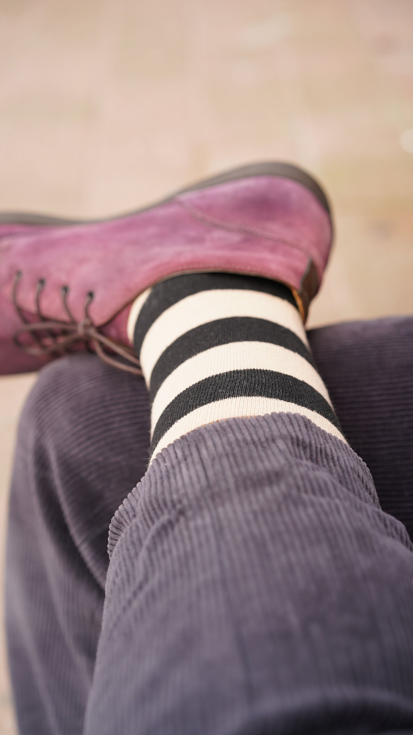 Men's Sand Stripe Socks featuring colorful designs and soft Turkish cotton for comfort.