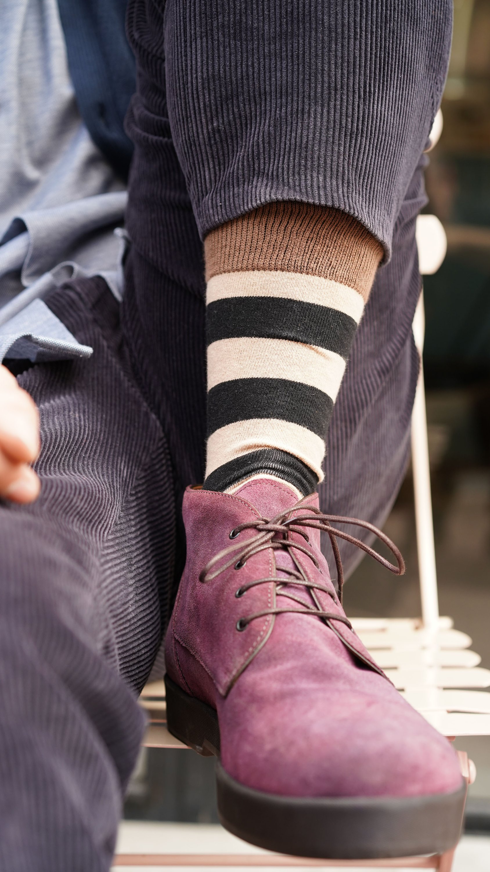 Men's Sand Stripe Socks featuring colorful designs and soft Turkish cotton for comfort.