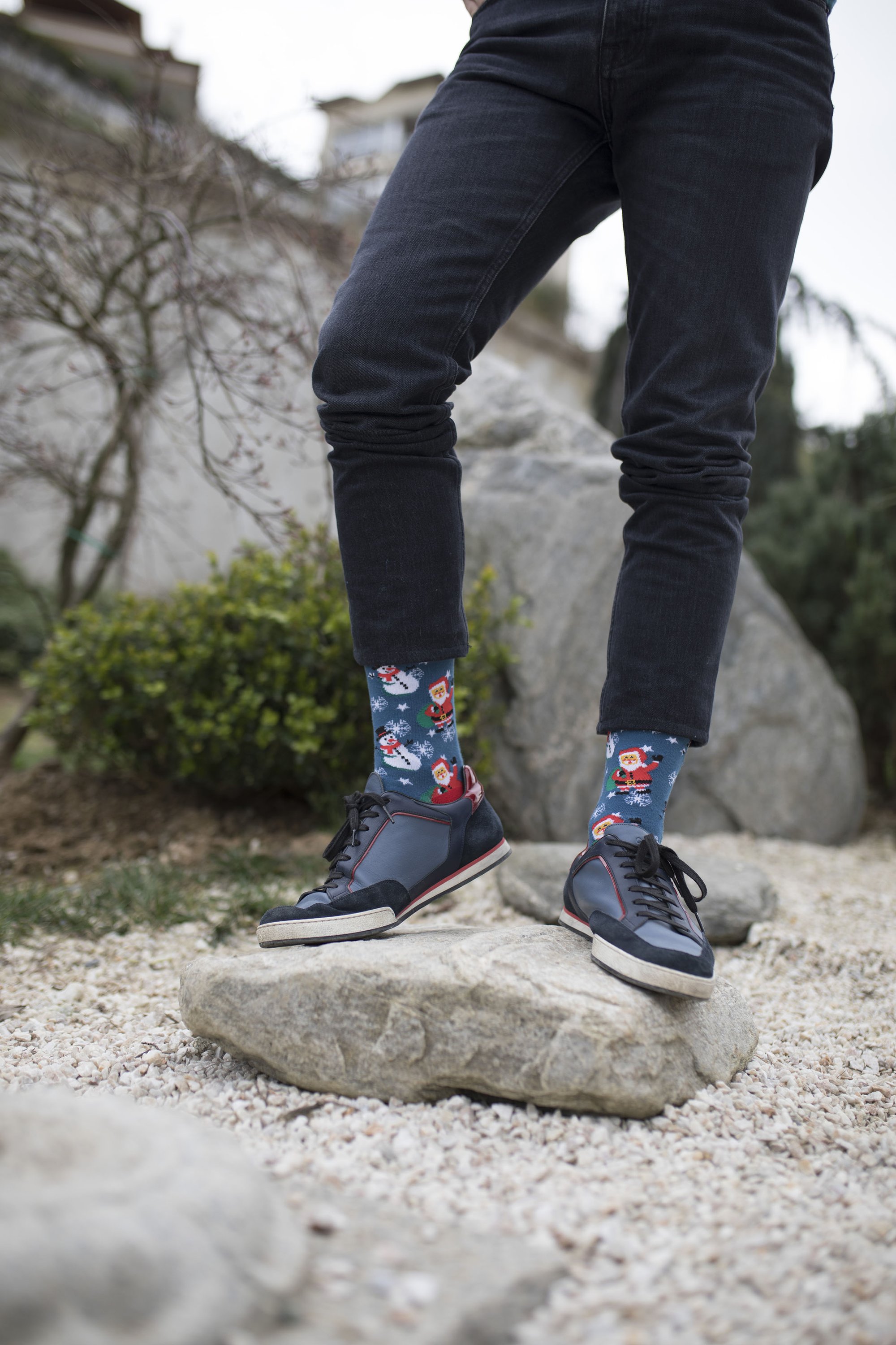 Men's Santa Socks featuring a festive design, made from soft combed cotton for comfort.