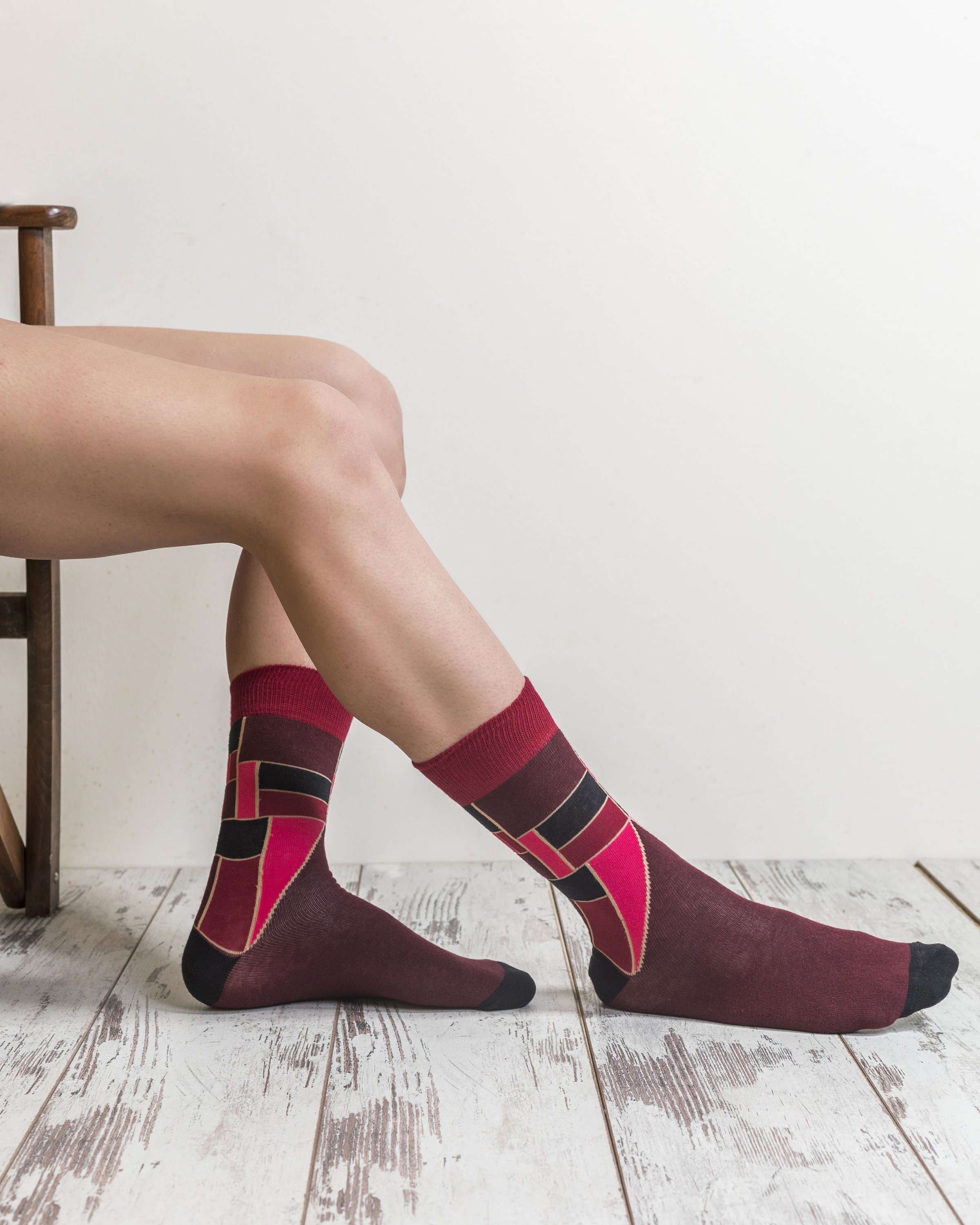 Men's Scarlet Cube Socks featuring a vibrant scarlet color and unique cube pattern, designed for comfort and style.