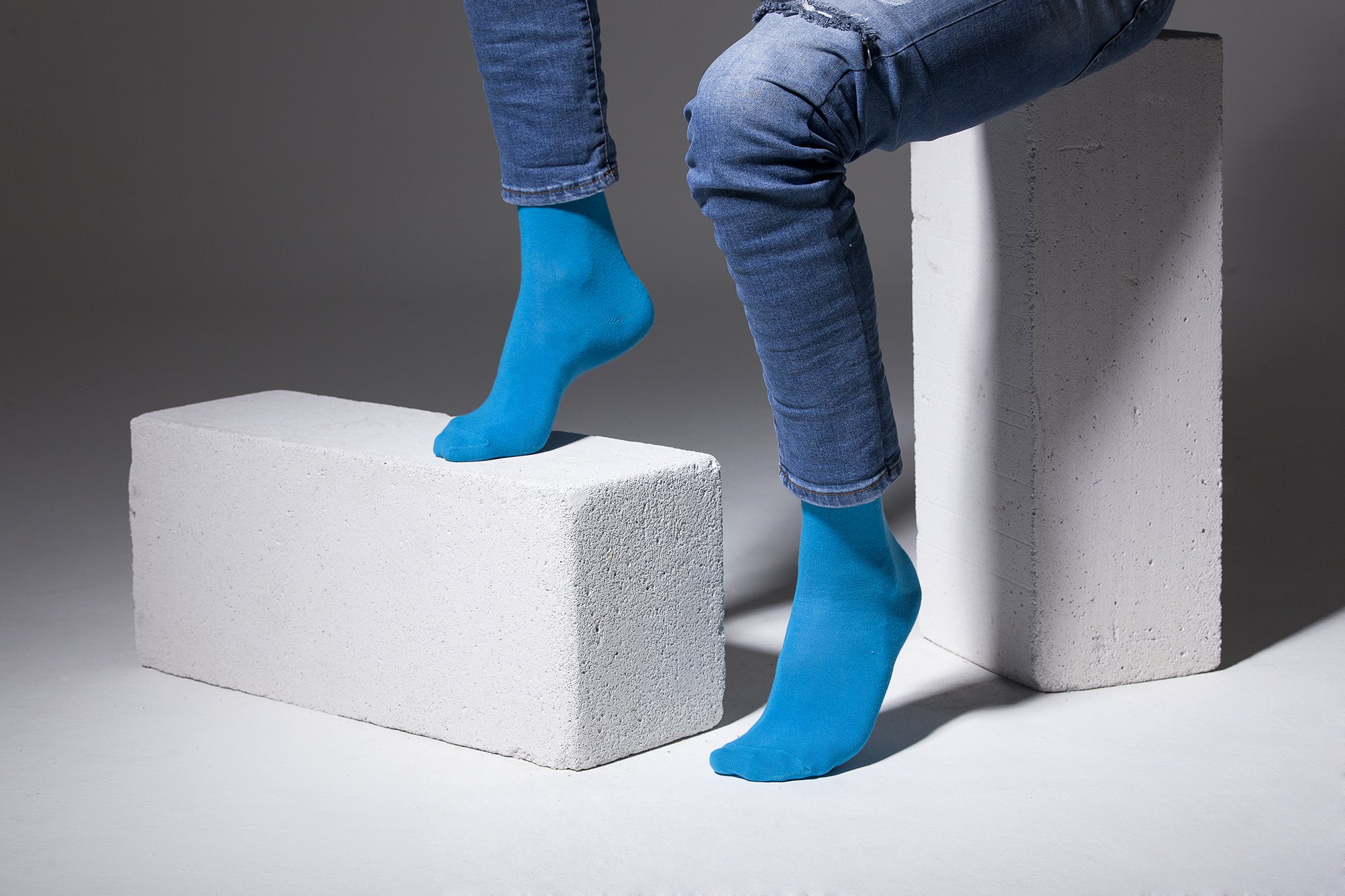 Men's Solid Blue Socks made from soft Turkish cotton, featuring a trendy design for comfort and style.