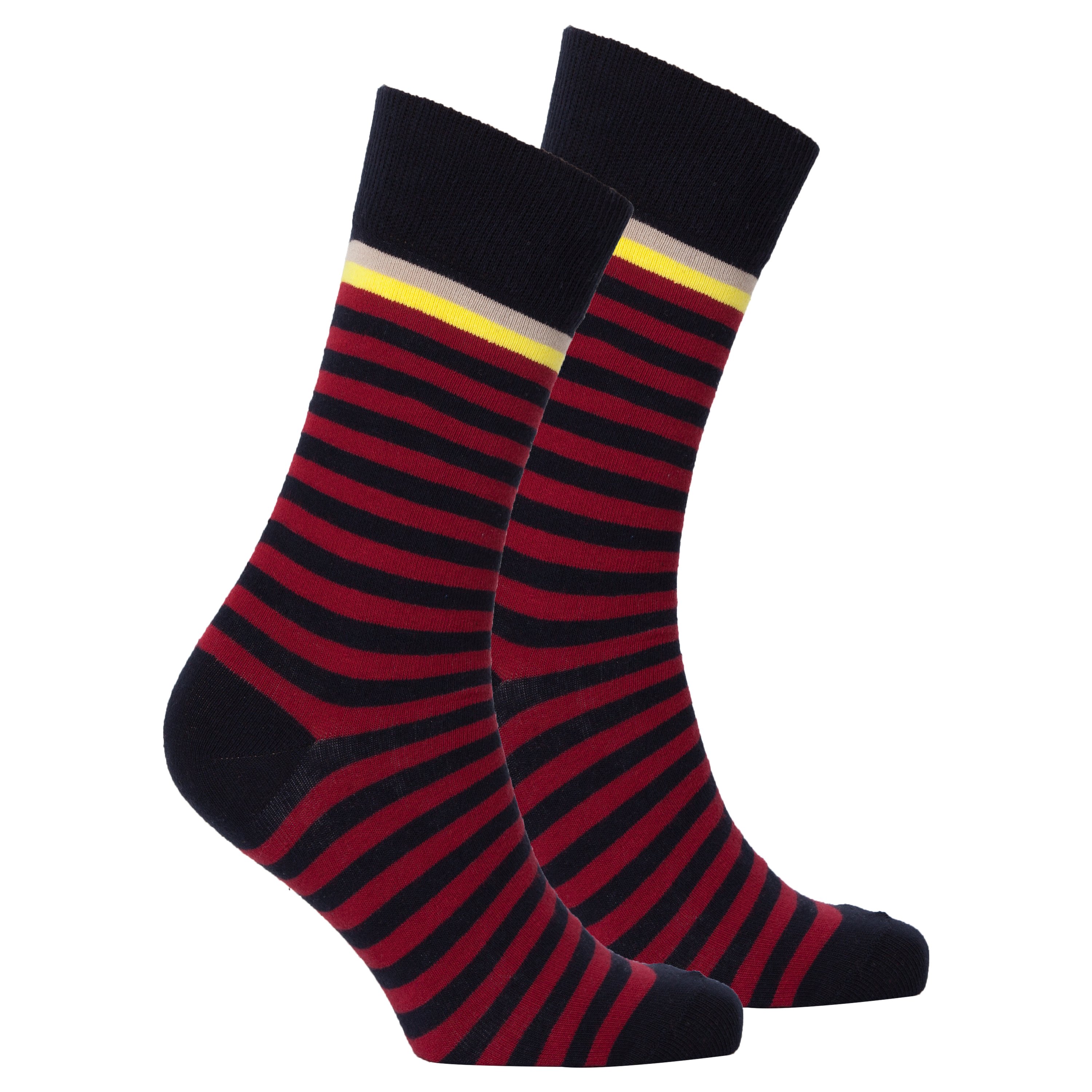 Men's Solid Burgundy Stripe Socks featuring a vibrant design, made from soft Turkish cotton for comfort and style.