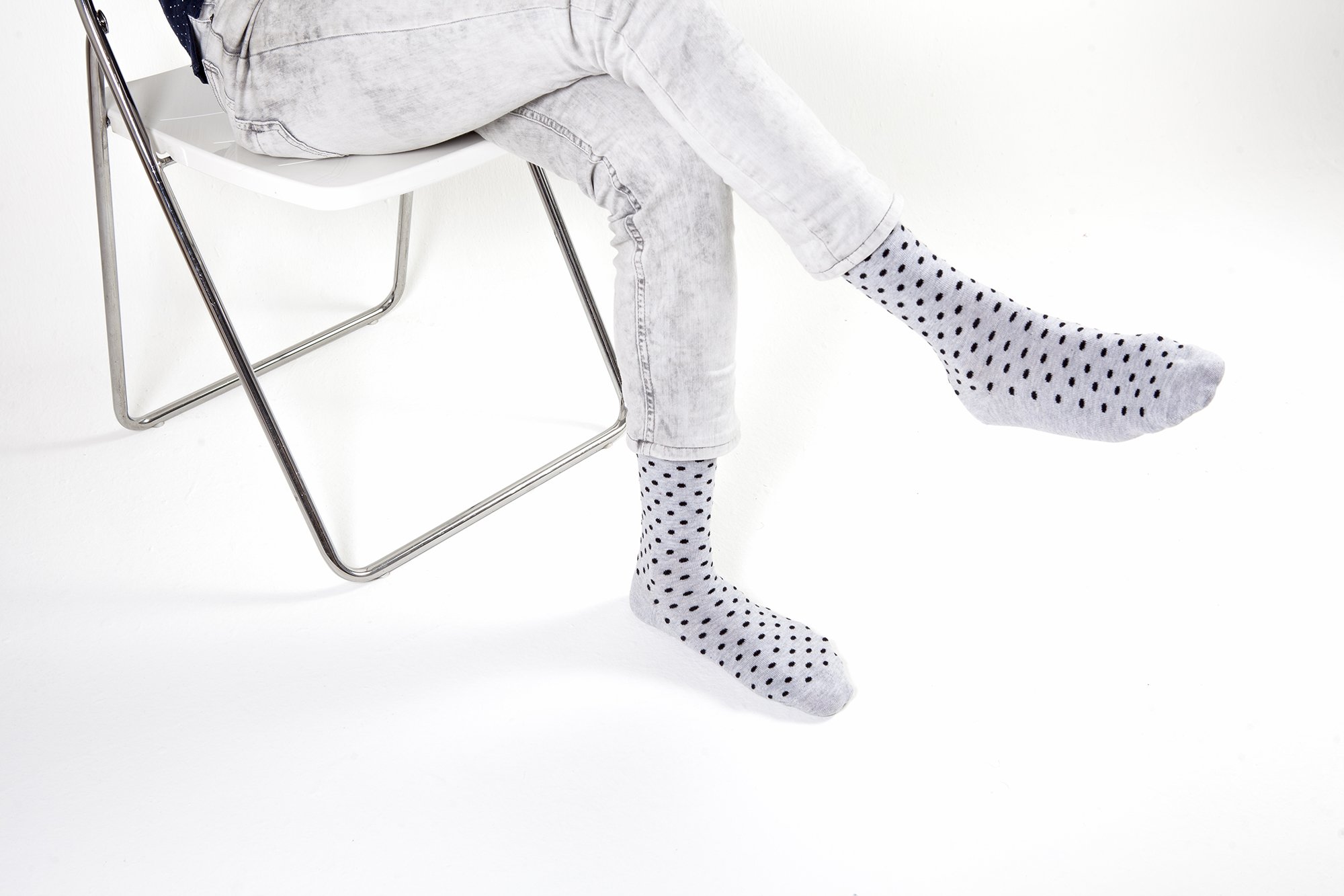 Men's Solid Grey Dot Socks featuring a trendy design with soft cotton fabric for comfort.