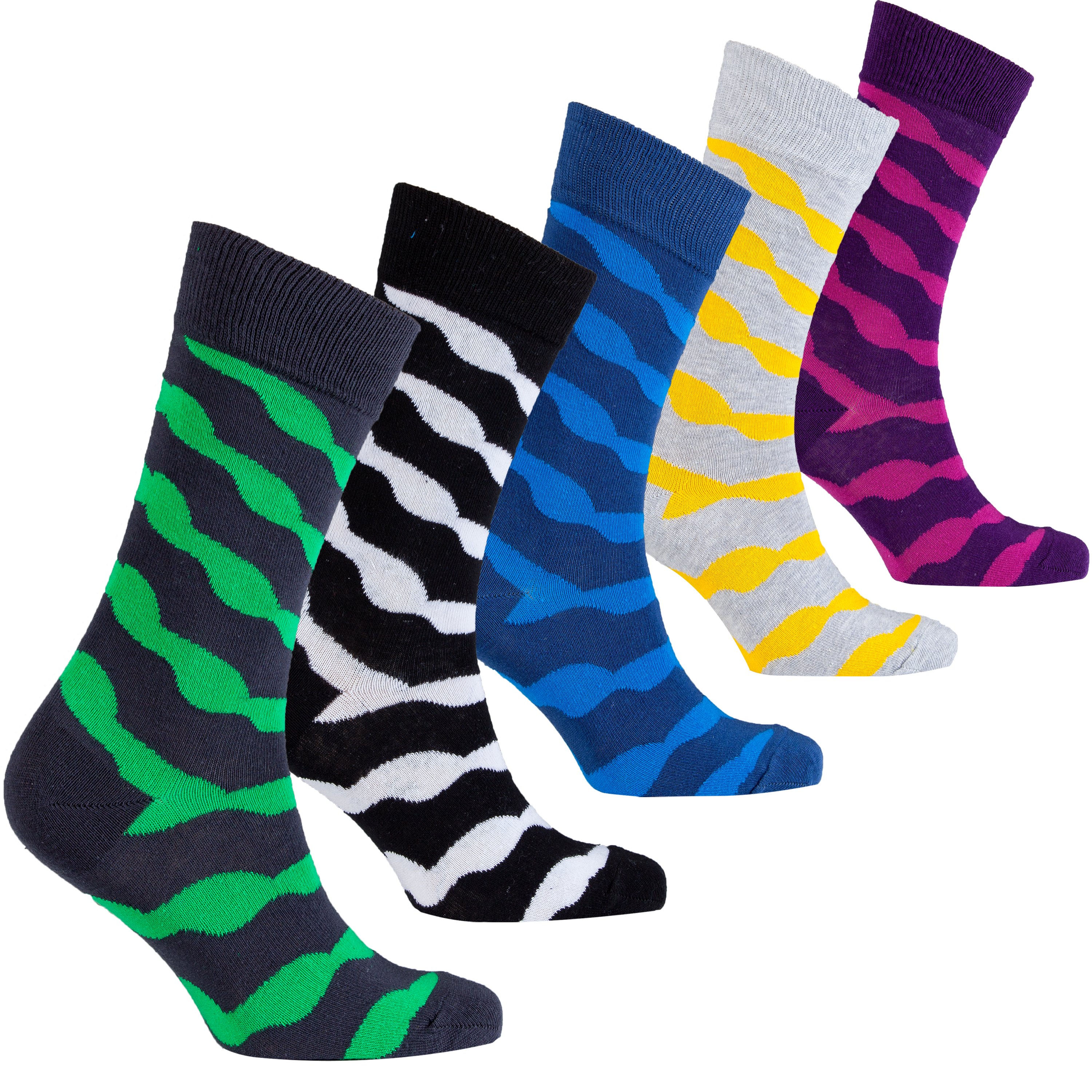 Men's Solid Waves Socks featuring colorful patterns and premium Turkish cotton for comfort and style.