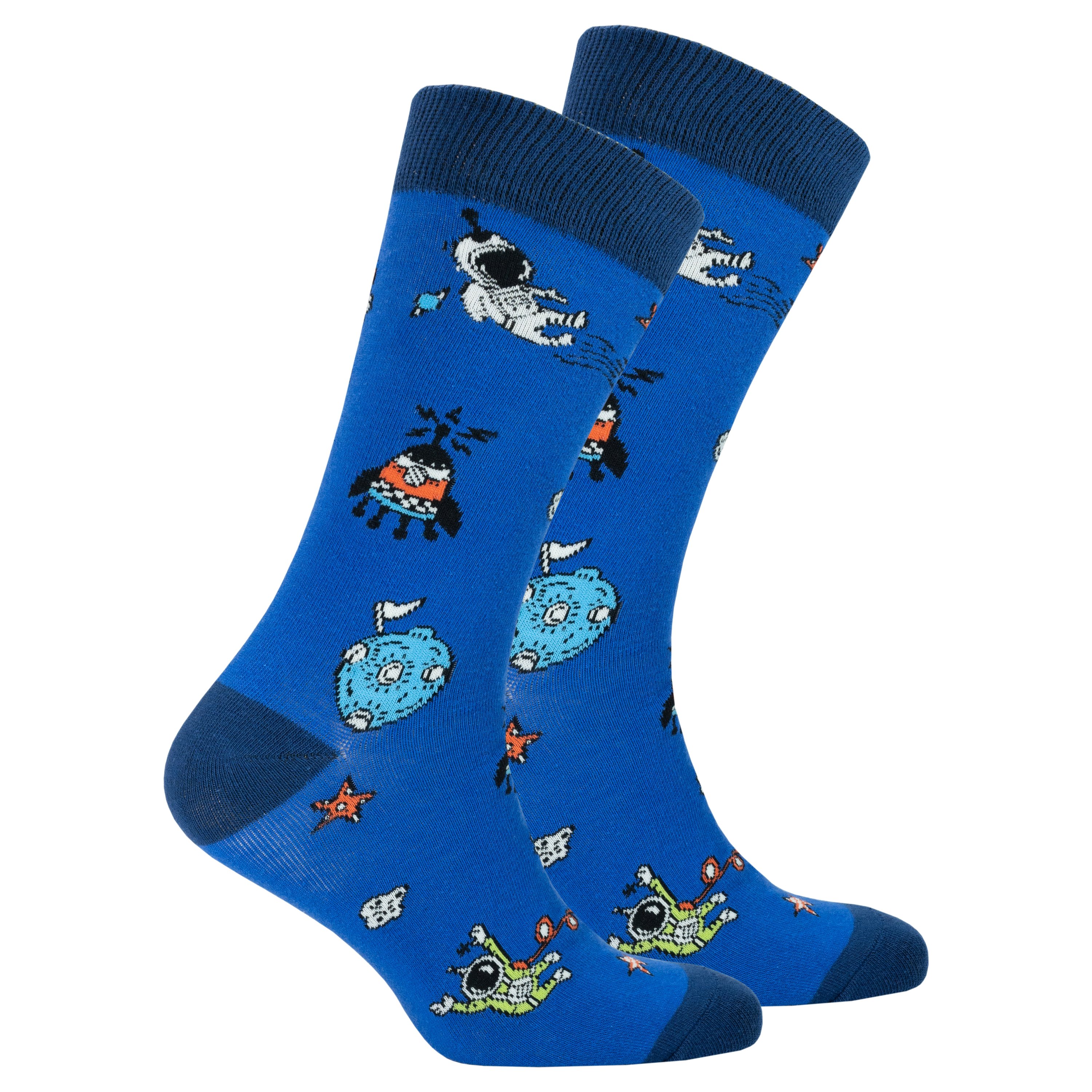 Men's Space Doodle Socks featuring colorful patterns and premium cotton material, perfect for adding a fun touch to any outfit.