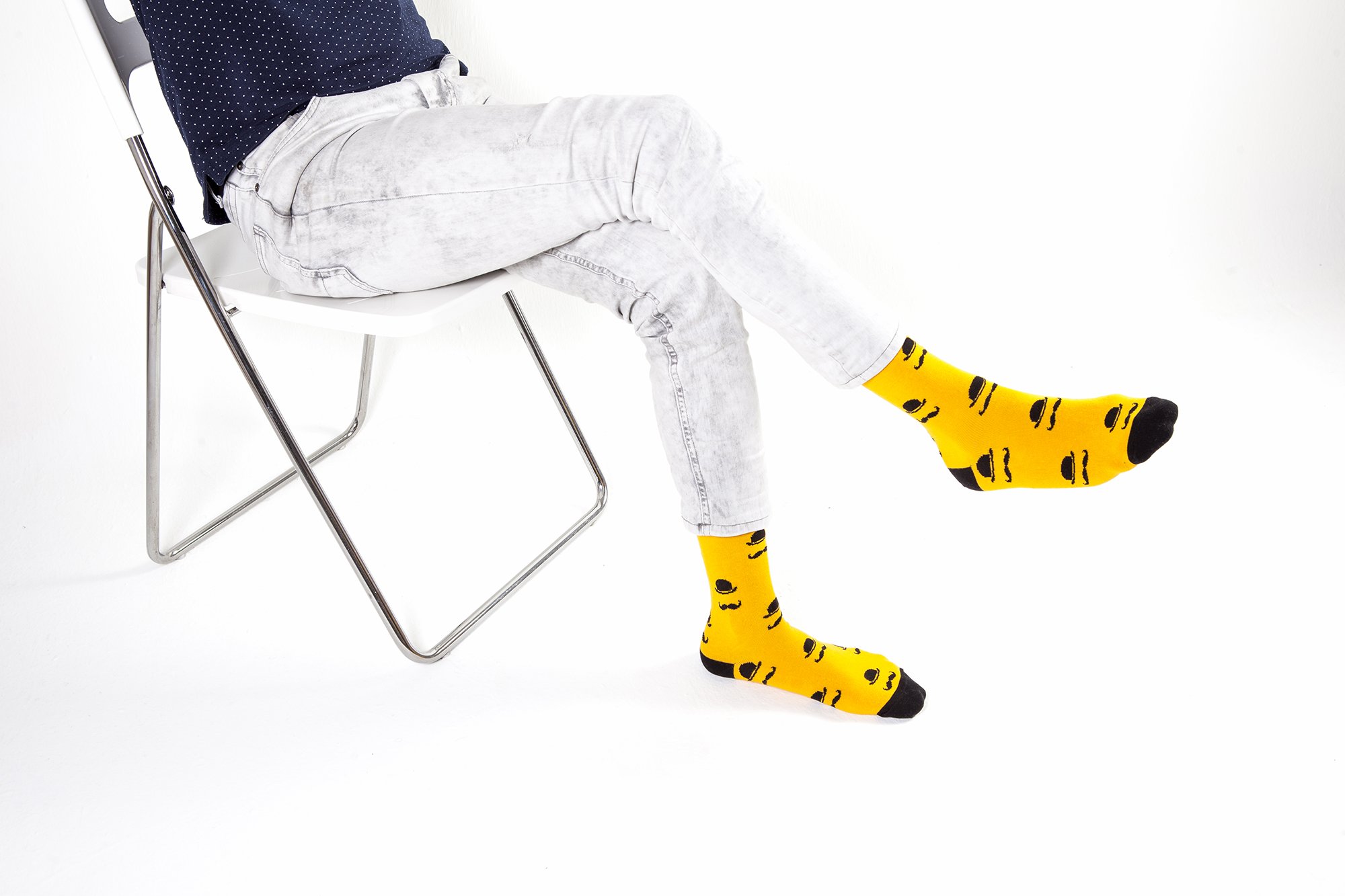 Men's Stache Socks featuring colorful designs and premium cotton material, perfect for adding a fun touch to any outfit.