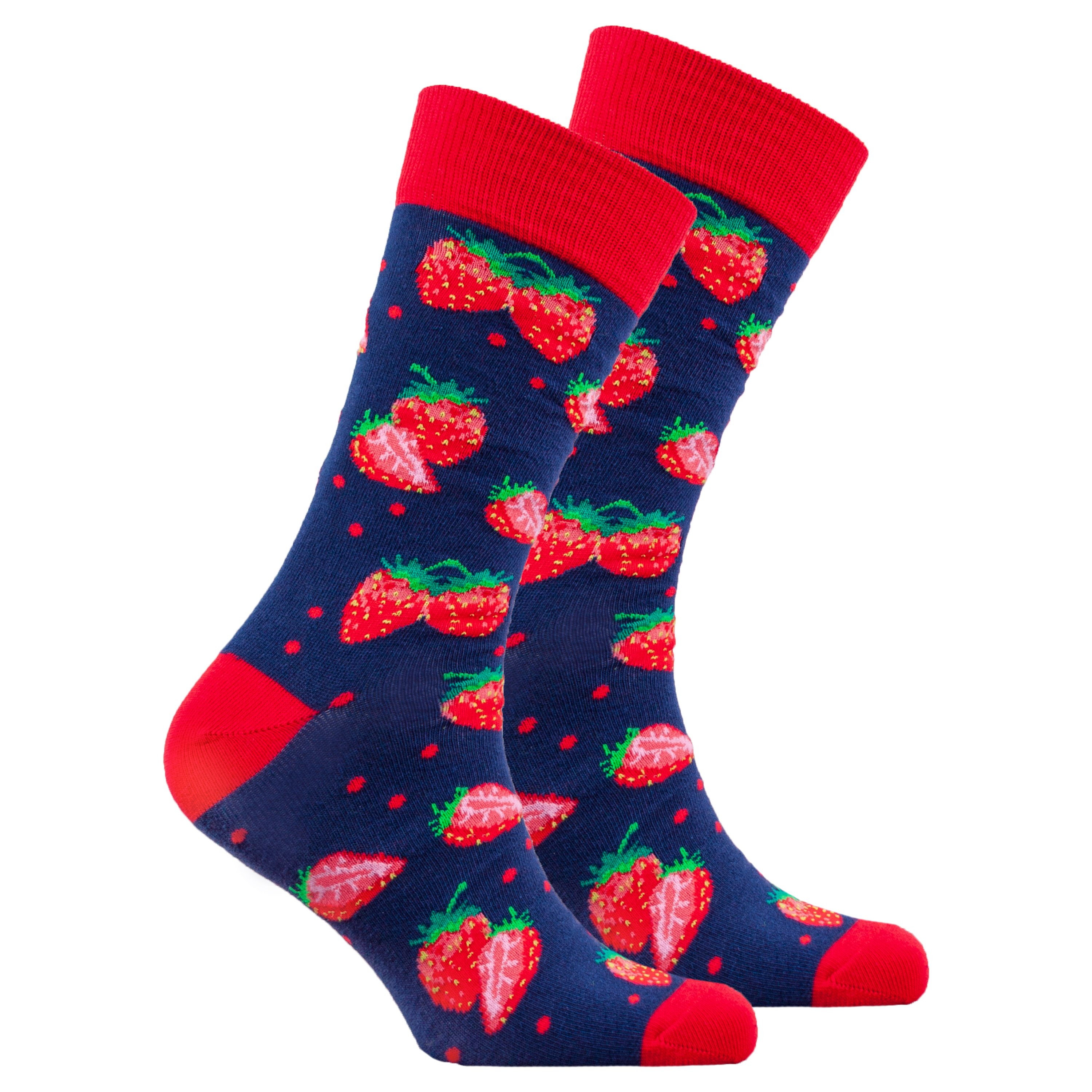 Men's Strawberry Socks featuring a colorful strawberry design, made from soft Turkish cotton for comfort and style.