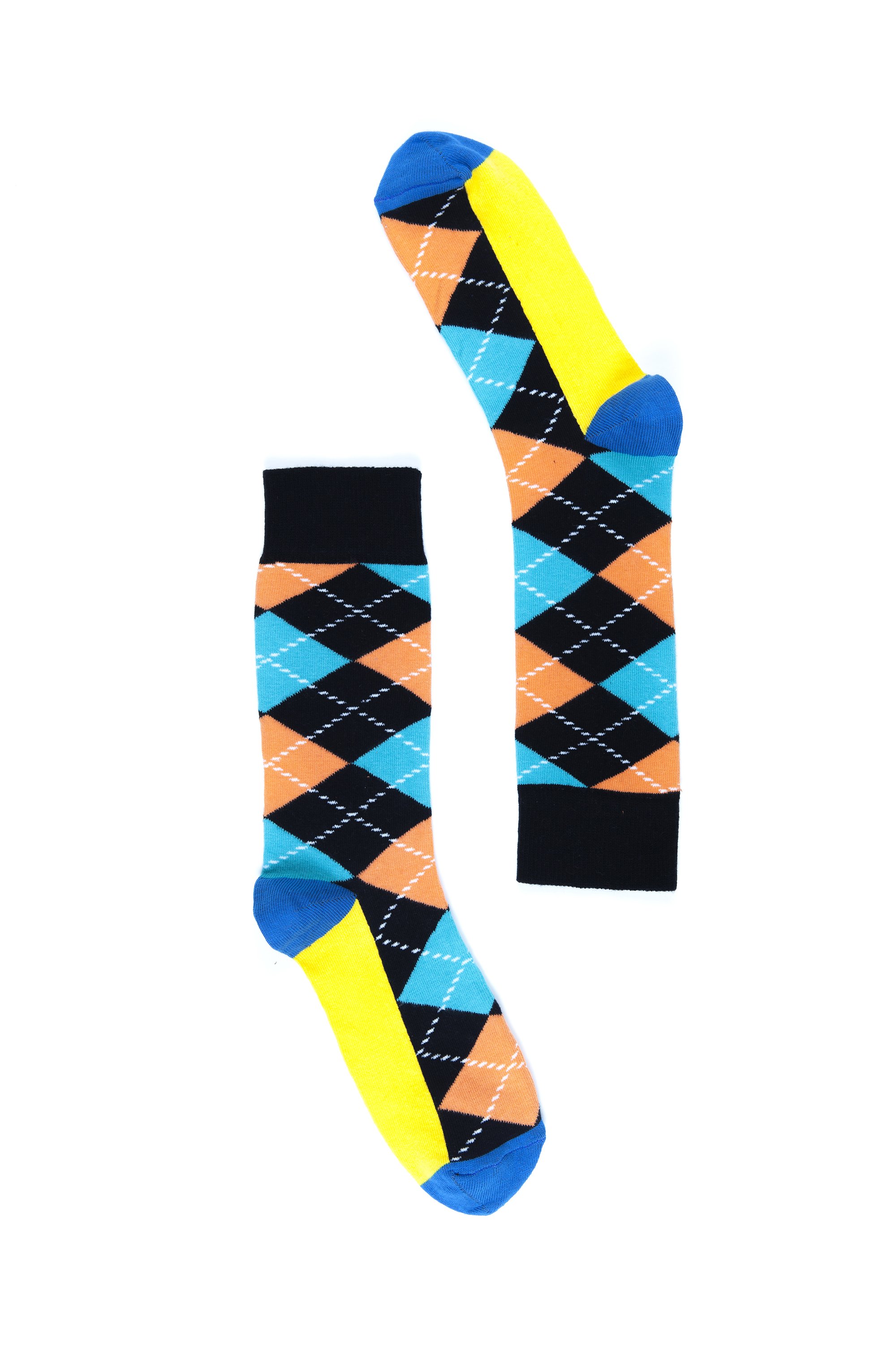 Men's teal argyle socks featuring a vibrant pattern, made from soft Turkish cotton for comfort and style.