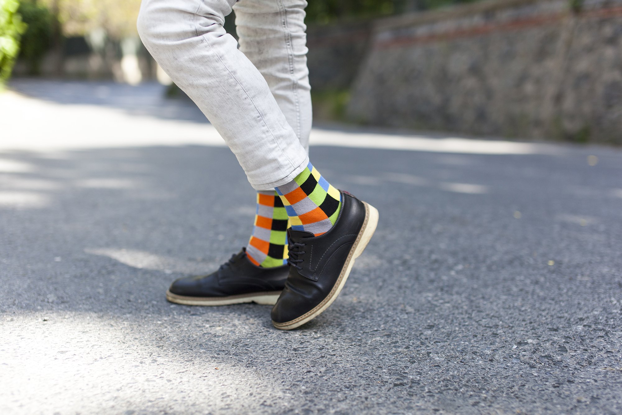 Men's Traditional Blocks Socks featuring colorful designs and premium Turkish cotton for comfort and style.