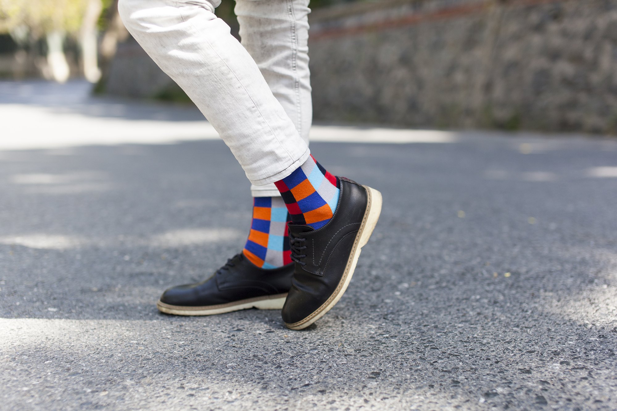 Men's Traditional Blocks Socks featuring colorful designs and premium Turkish cotton for comfort and style.