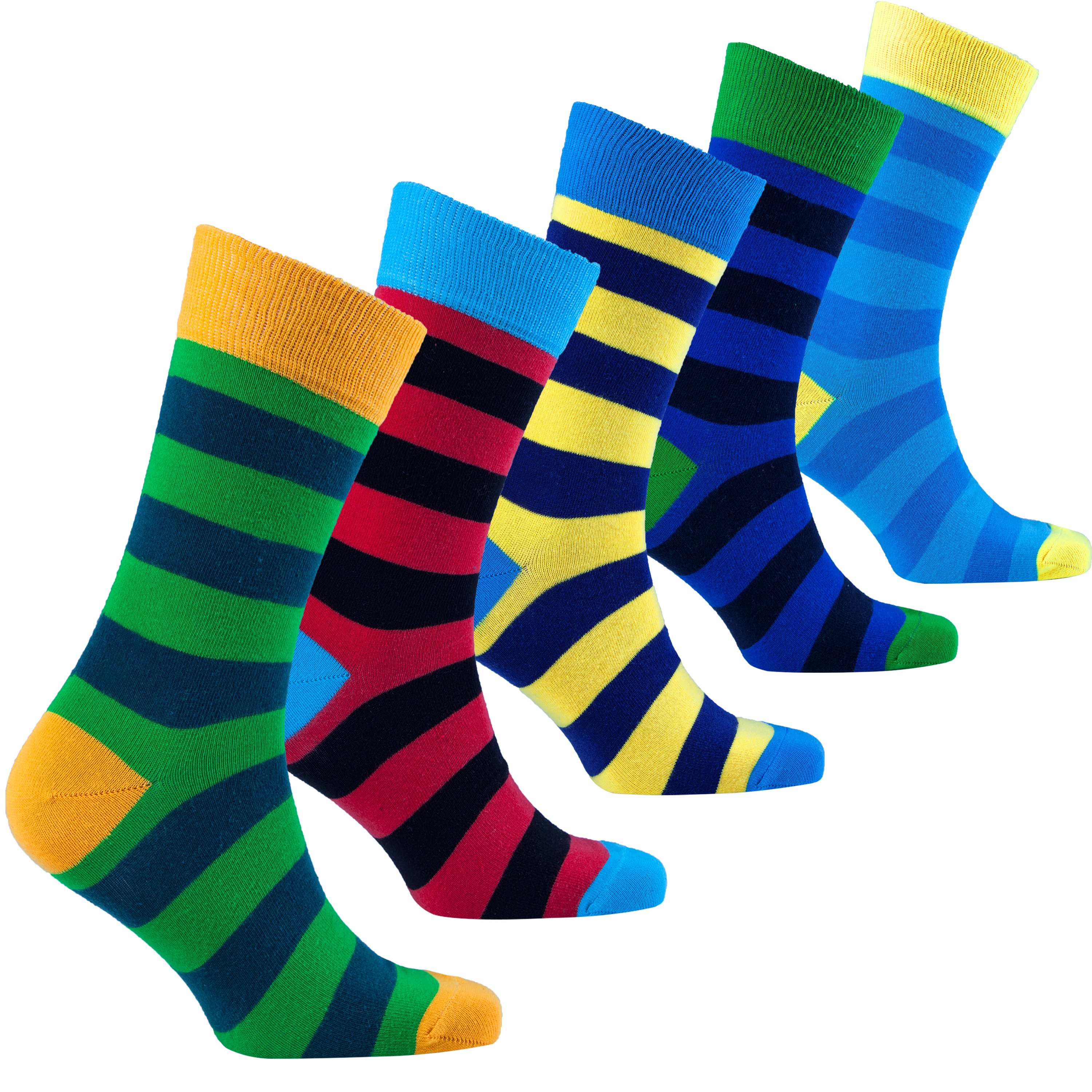 Men's Trendy Stripes Socks featuring colorful designs and premium cotton material, perfect for stylish comfort.