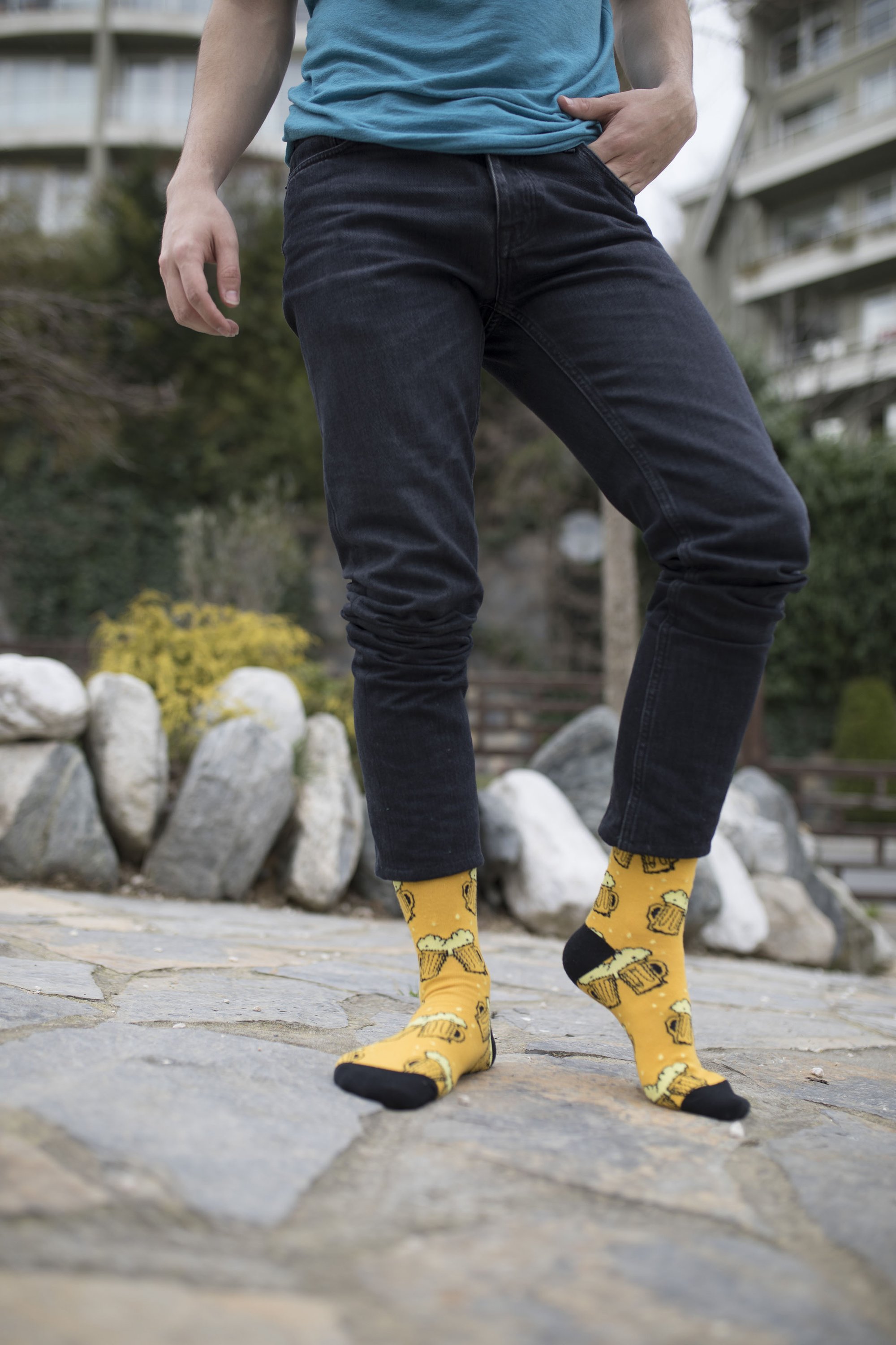 Men's U2 High Socks featuring colorful designs and premium Turkish cotton for comfort and style.