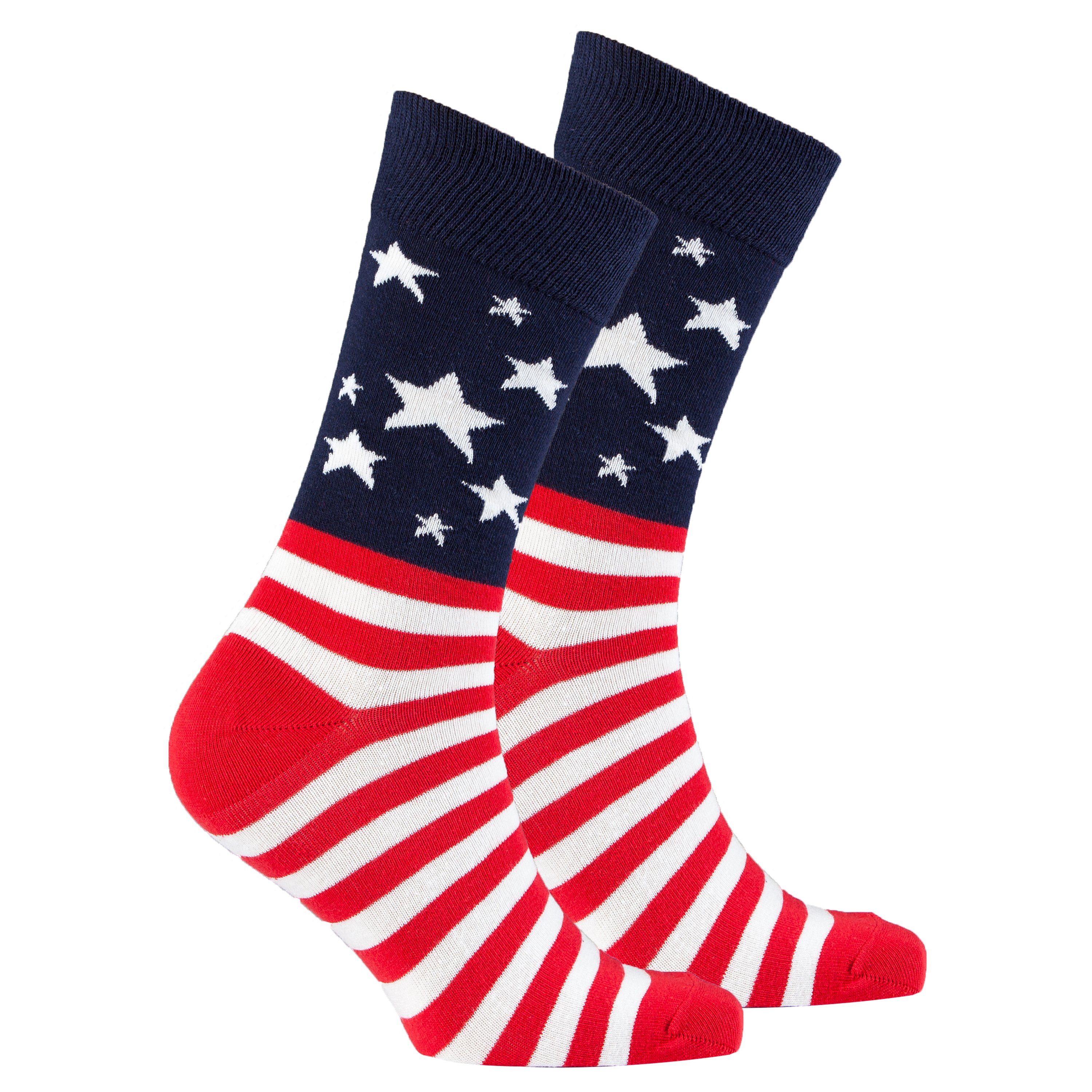 Men's USA Flag Stars Socks featuring vibrant colors and a trendy design, perfect for adding a fun touch to any outfit.