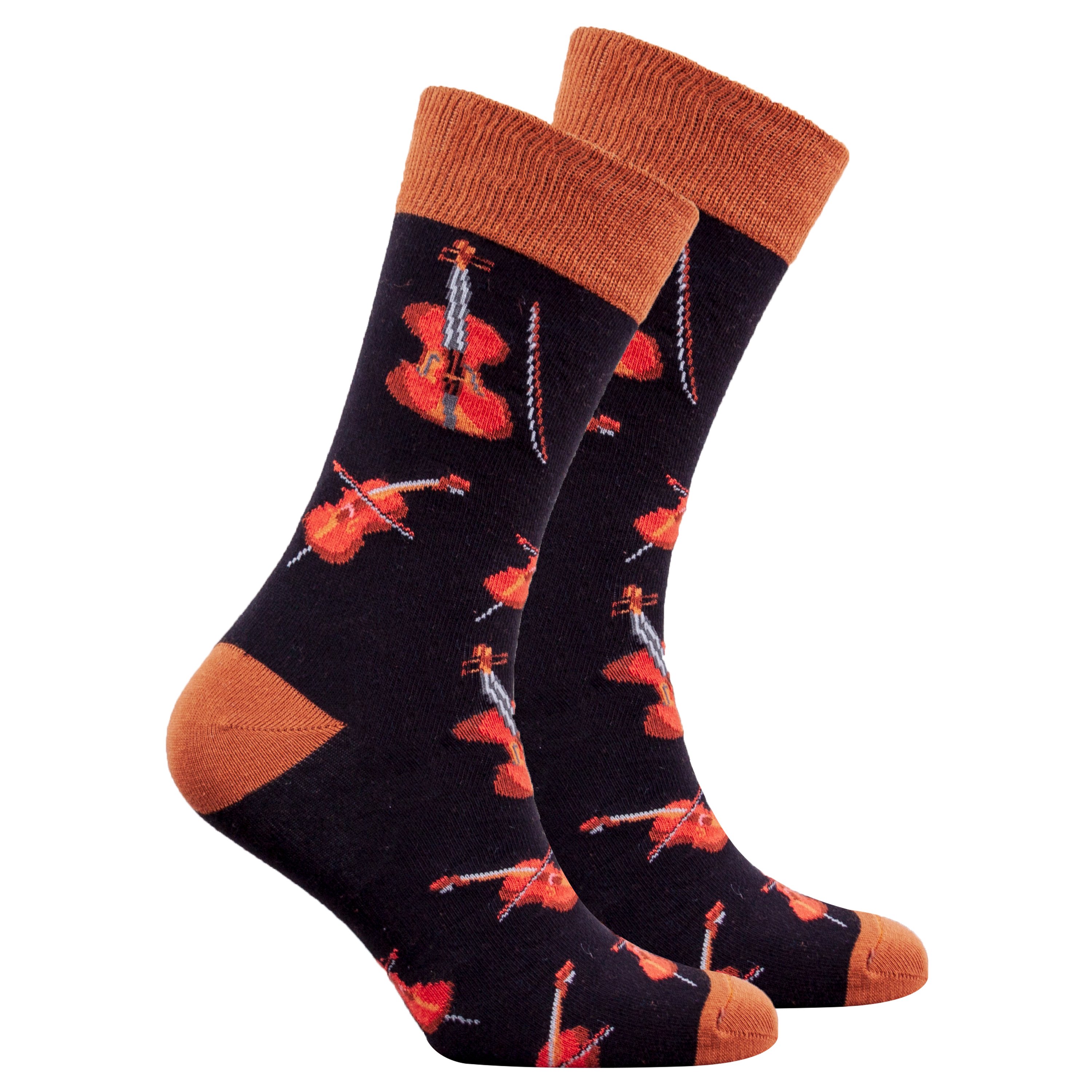 Men's Violin Socks featuring colorful designs and premium cotton material, perfect for stylish comfort.