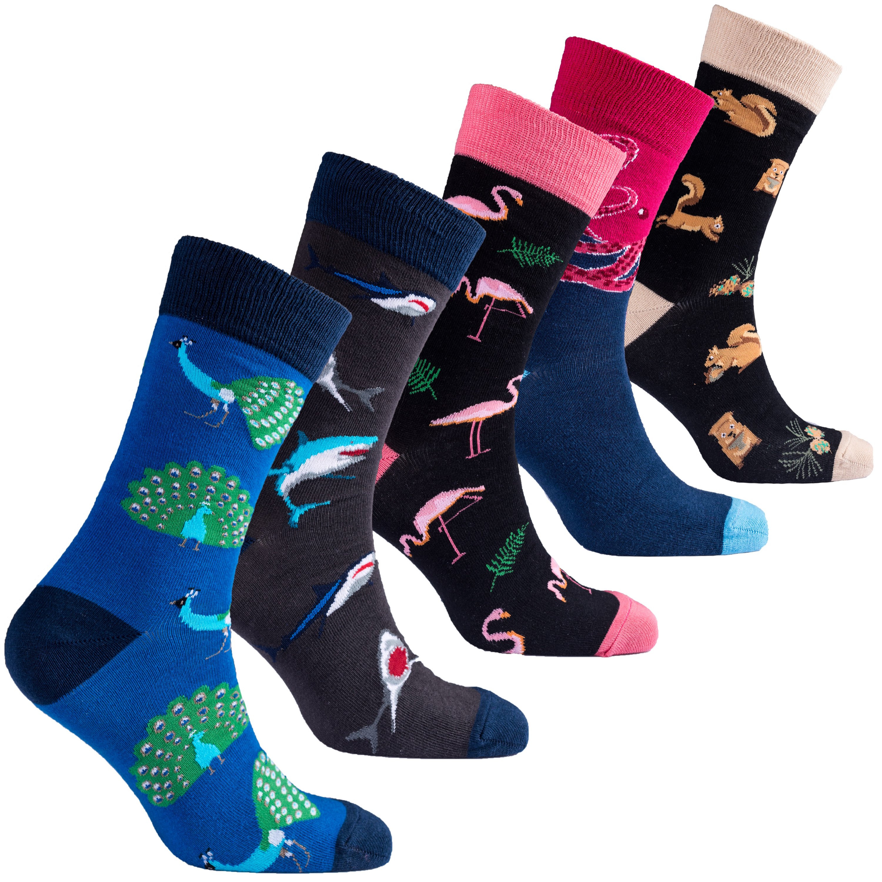 Men's Wild Species Socks featuring vibrant colors and trendy patterns, perfect for adding style to any outfit.