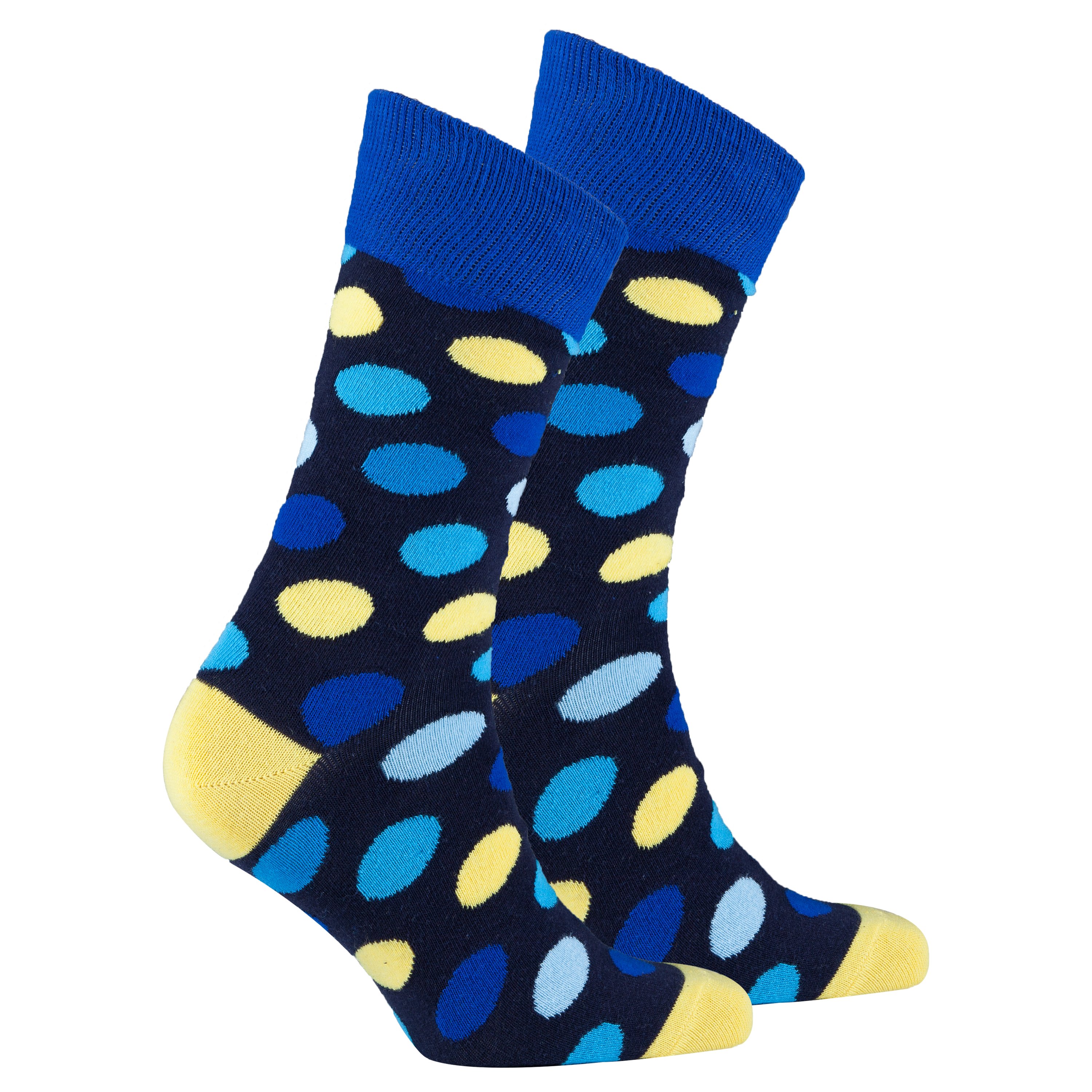 Men's Yellow Sky Dot Socks featuring a vibrant yellow color with playful dot patterns, made from soft Turkish cotton for comfort.