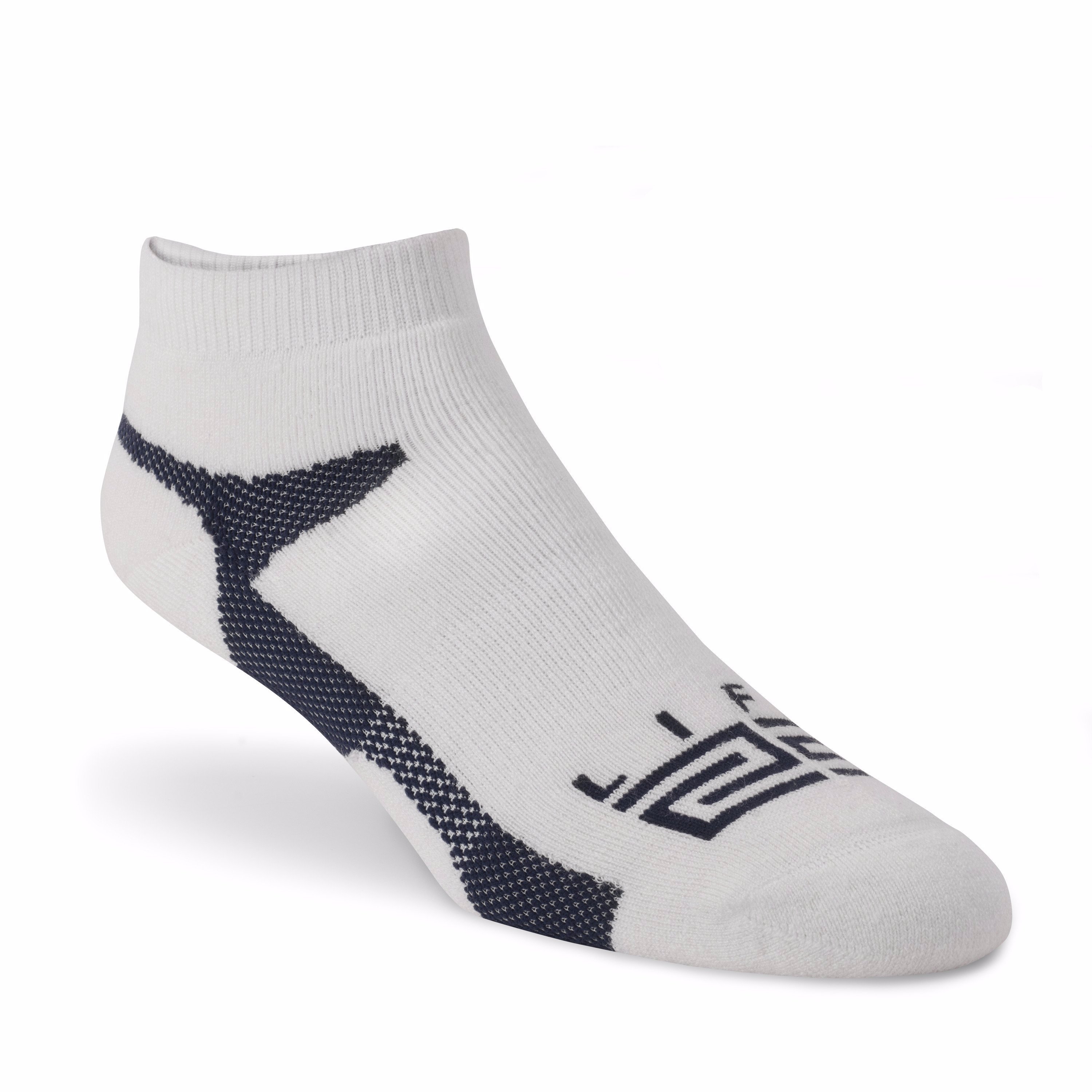 Merino Wool peds socks in White and Navy with LIFT23 logo, showcasing their high-quality fabric and seamless design.