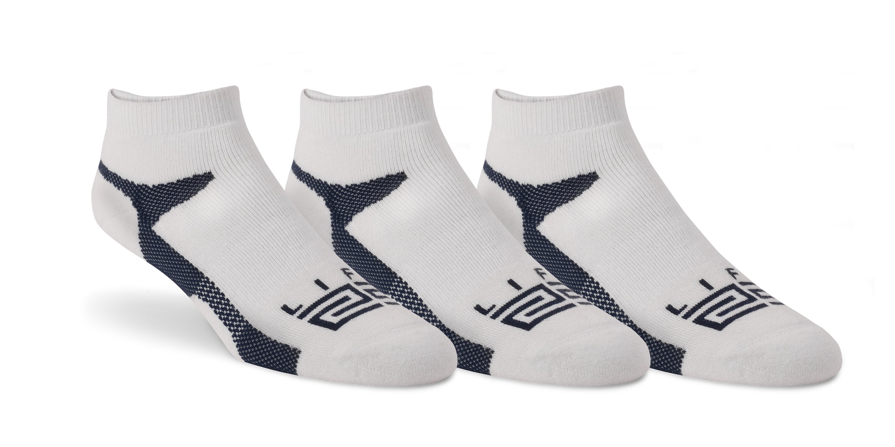 Merino Wool peds socks in White and Navy with LIFT23 logo, showcasing their high-quality fabric and seamless design.