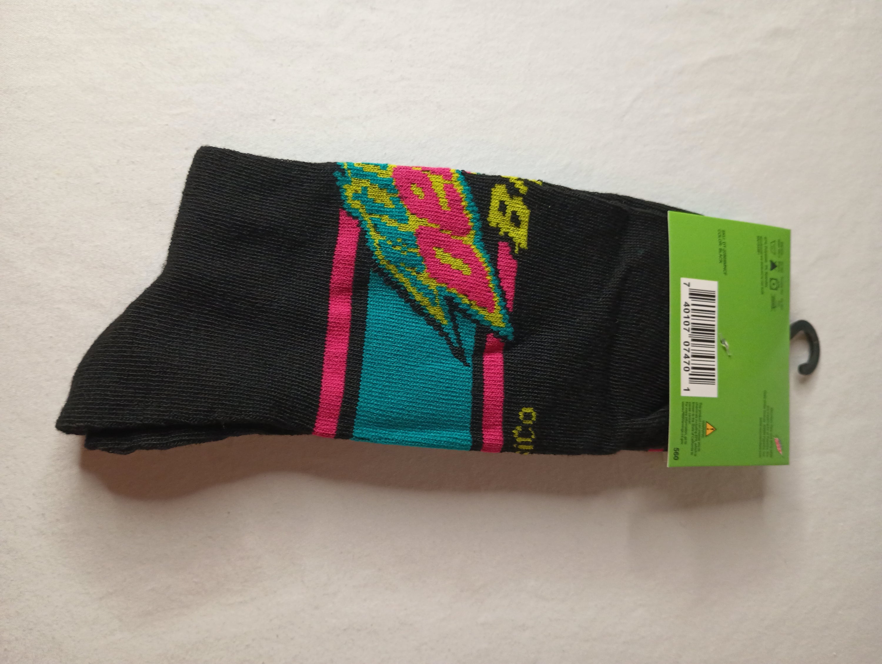 Mountain Dew Crew Socks in black with colorful accents, designed for men's shoe sizes 6-12.