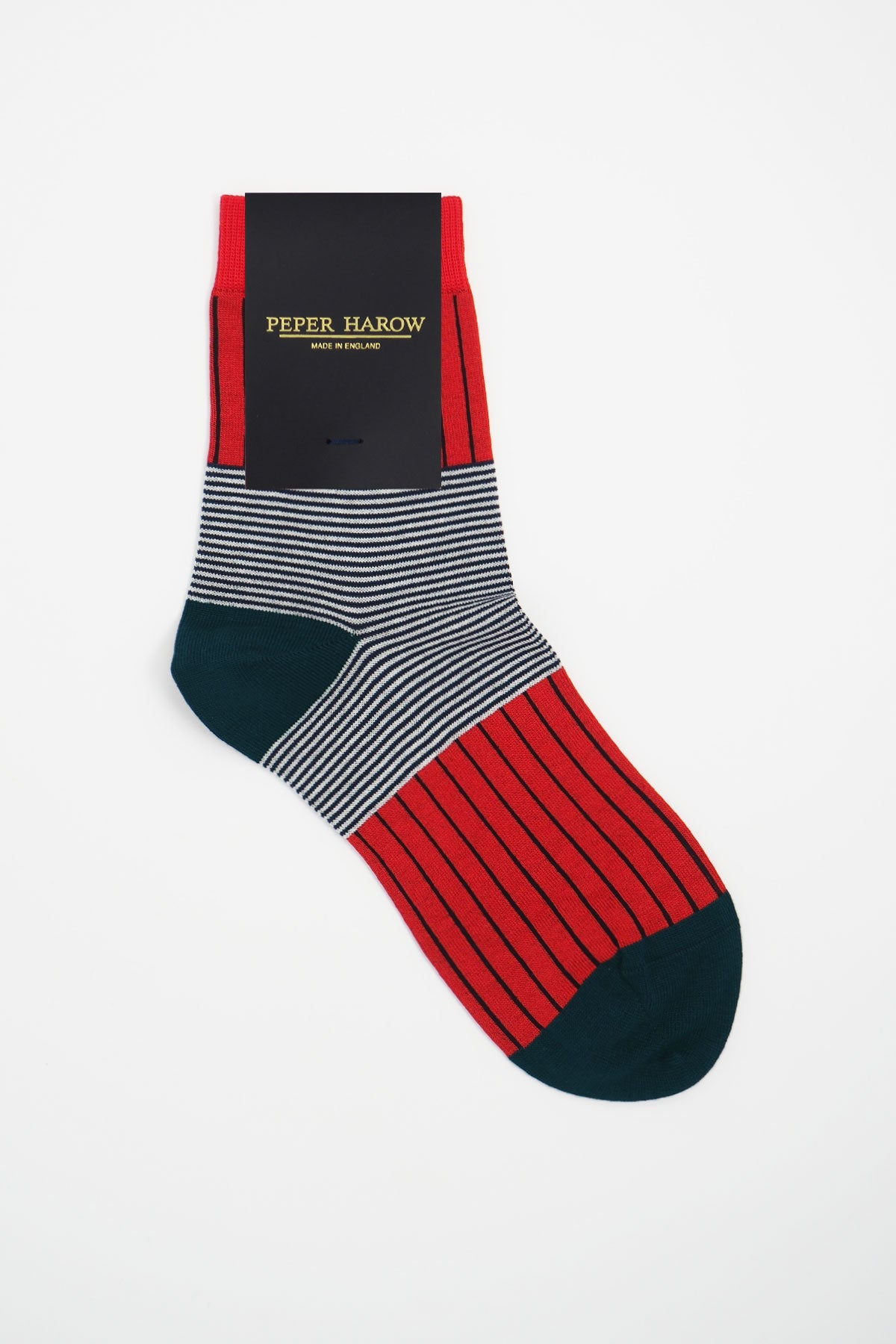 Scarlet Oxford Stripe Women's Socks made from luxurious Egyptian cotton with a unique striped design.