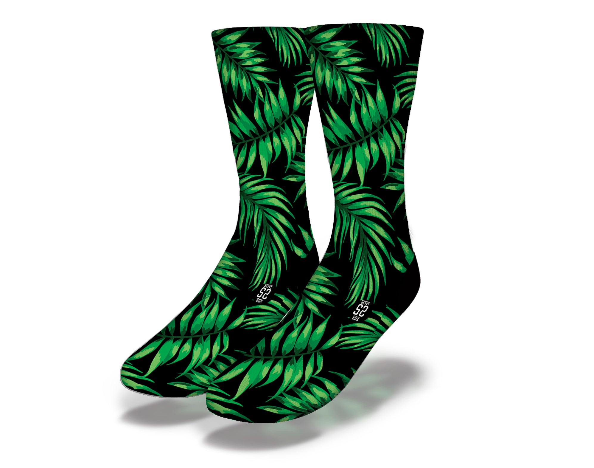 A pair of stylish Palm Trees (style 2) Socks featuring a vibrant palm tree design on a soft fabric.