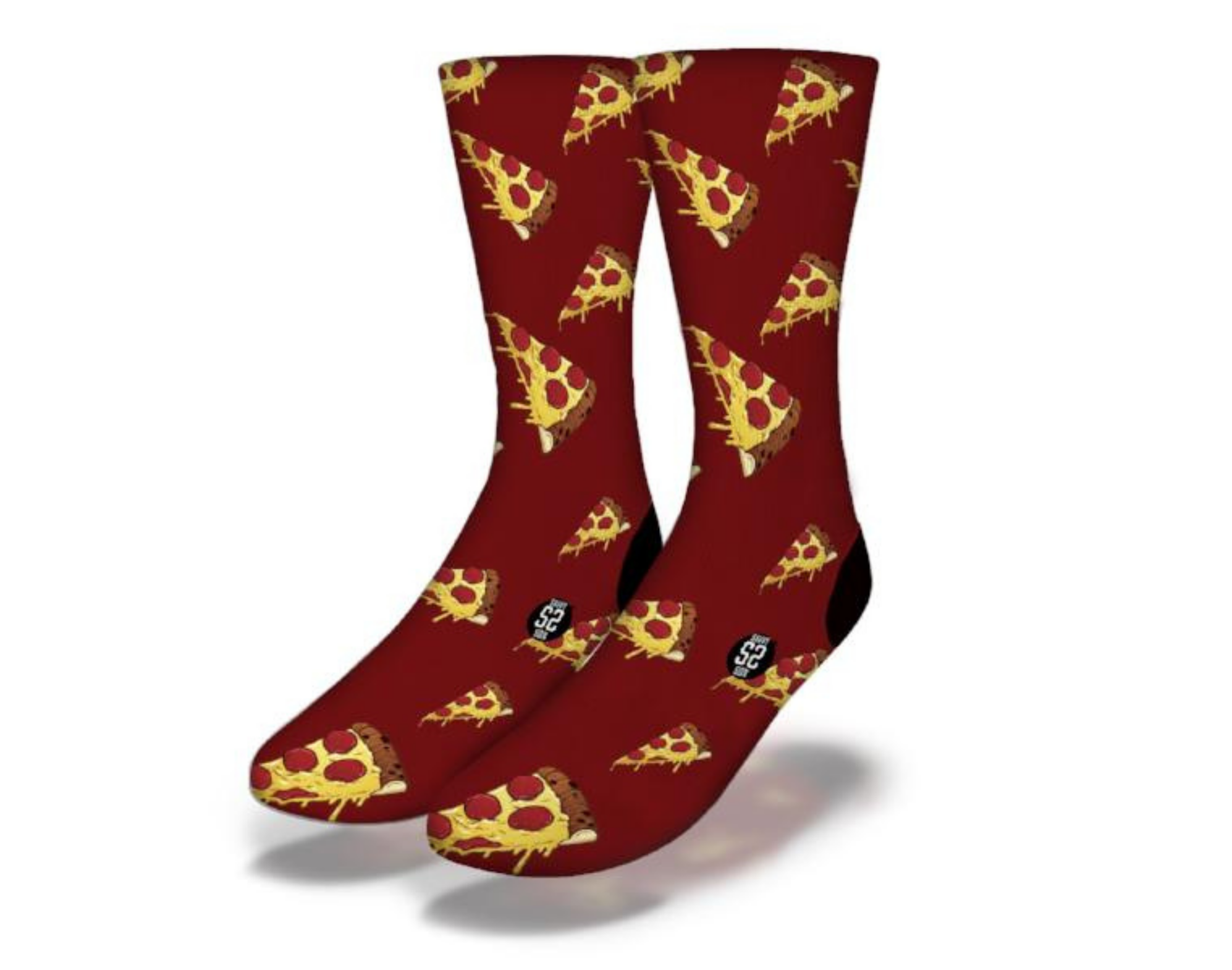 Colorful Pizza 2.0 Socks featuring a fun pizza design, perfect for pizza lovers.