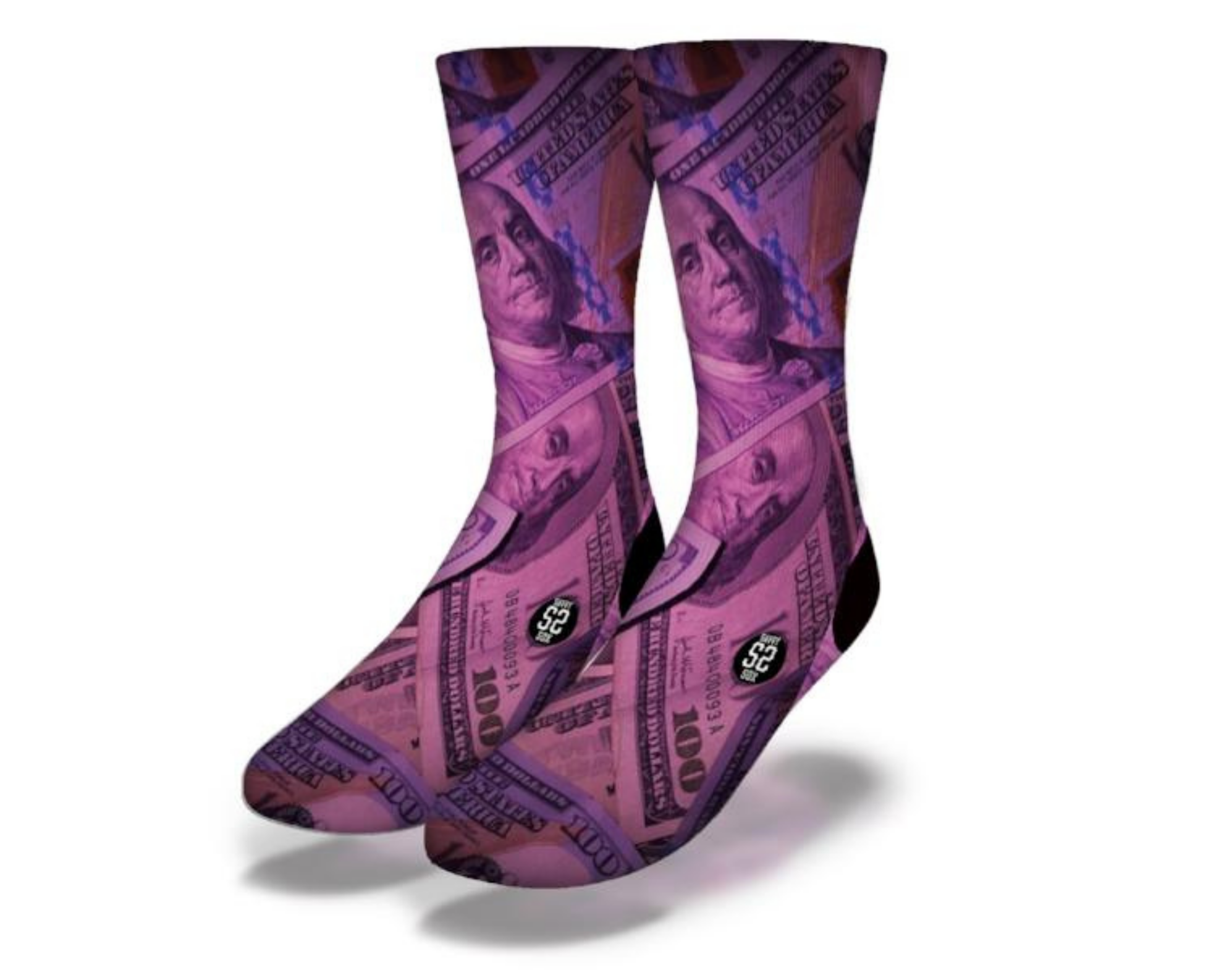 A pair of vibrant purple socks designed for comfort and style, featuring a soft fabric and elastic band for a snug fit.