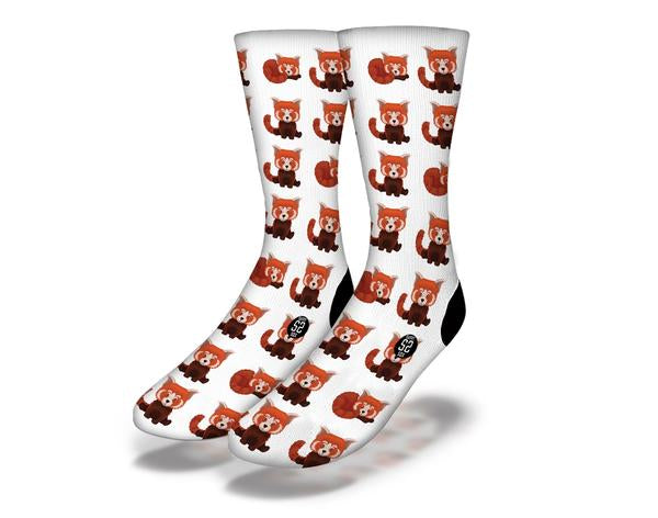 A pair of fun animal socks featuring a playful red panda design, perfect for animal lovers and casual wear.