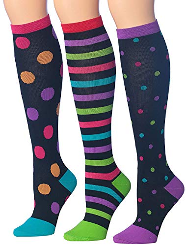 Ronnox Compression Socks featuring colorful patterns, knee-high design suitable for men and women, displayed in a vibrant arrangement.