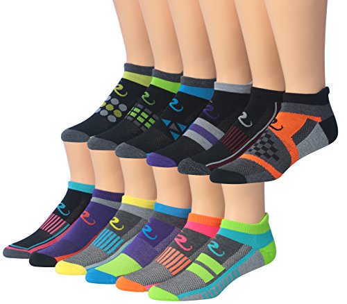 Ronnox Men's 12-Pairs Low Cut Running Socks displayed in various colors, showcasing their low cut design and breathable fabric.