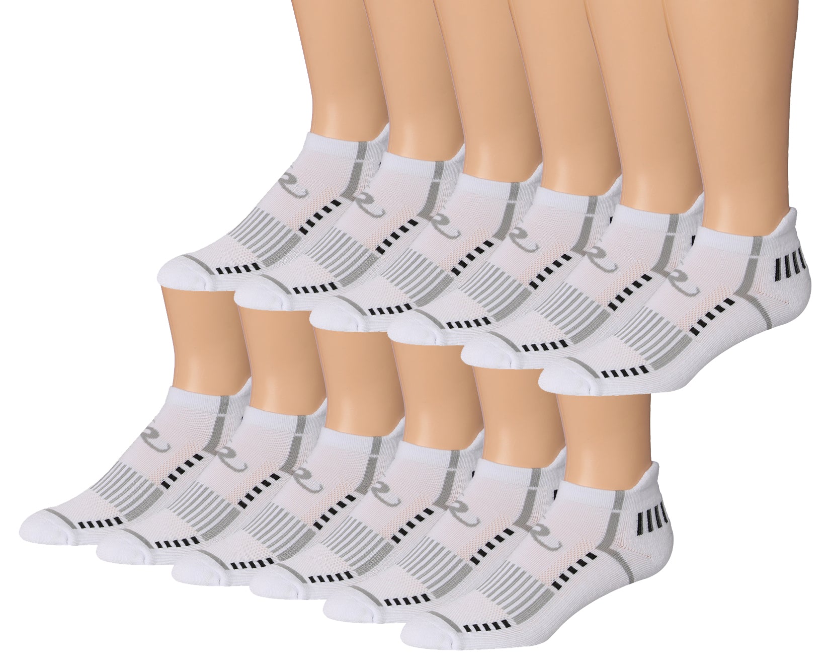 Ronnox Men's 12-Pairs Low Cut Running Socks in various colors, showcasing their athletic design and comfort features.