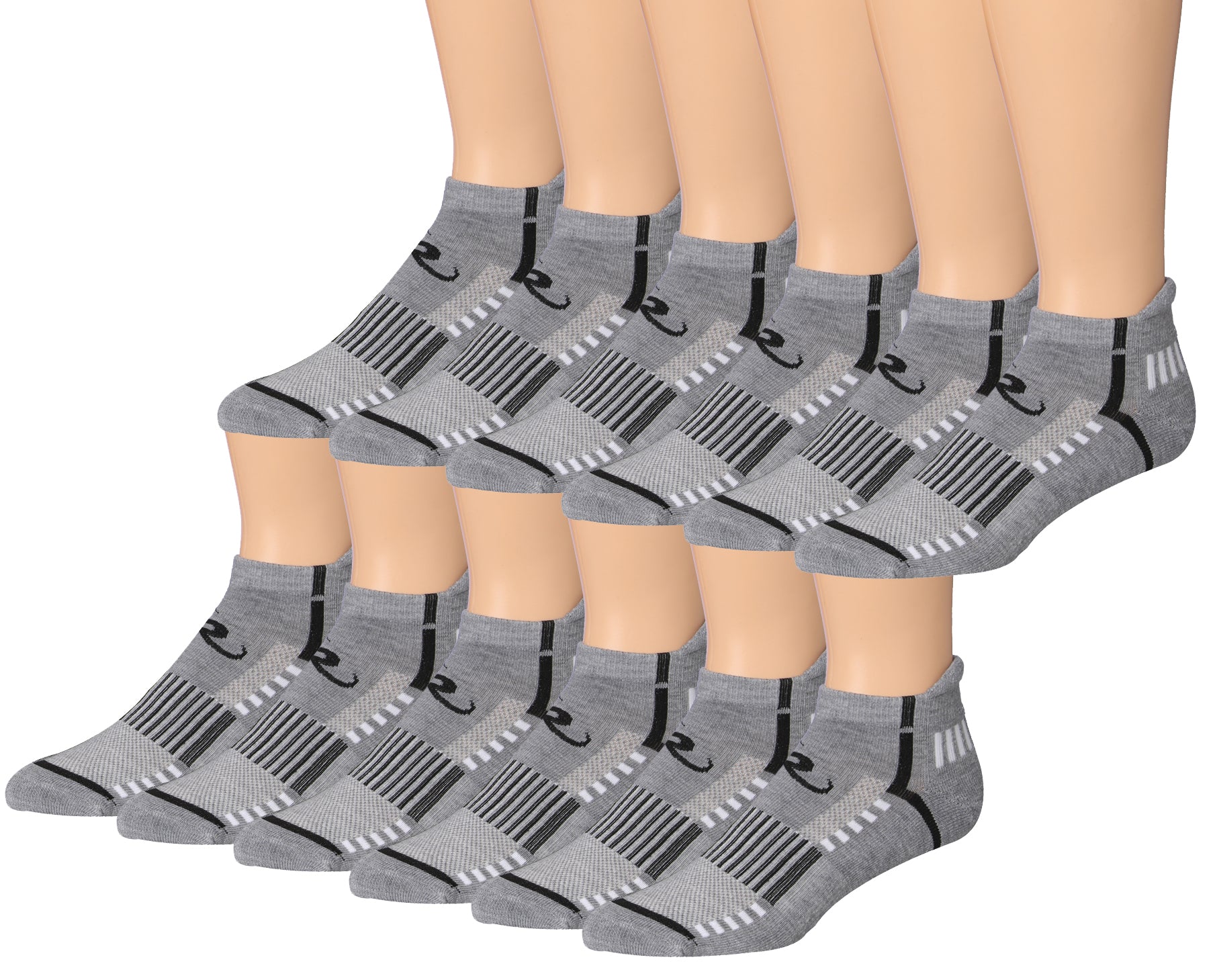 Ronnox Men's 12-Pairs Low Cut Running Socks in various colors, showcasing their athletic design and comfort features.