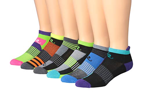 Ronnox Men's 6-Pairs Low Cut Running Socks in various colors, showcasing their athletic design and moisture-wicking fabric.