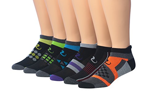 Ronnox Men's 6-Pairs Low Cut Running Socks displayed in various colors, showcasing their athletic design and low cut style.