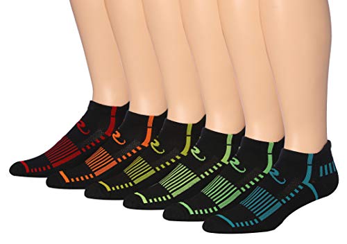 Ronnox Men's 6-Pairs Low Cut Running Socks displayed in various colors, showcasing their athletic design and performance features.