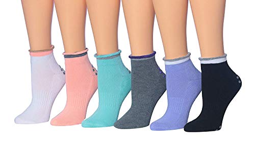 Ronnox Women's 6-Pairs Anti-Skid Non-Slip Silicone-Gripper Low Cut Socks in various colors, showcasing the silicone grippers and cushioned design.