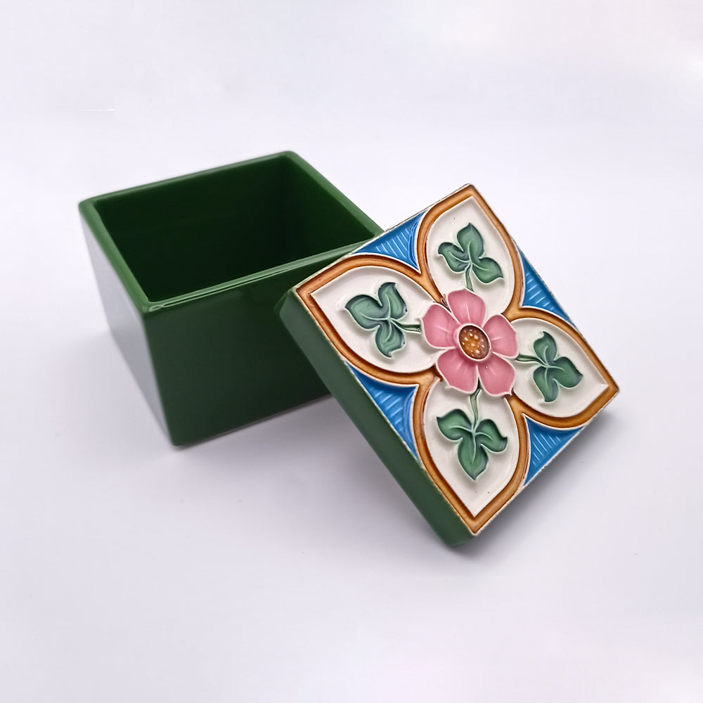 Sagres Ceramic Box featuring intricate designs and a luxurious finish, perfect for decor or storage.