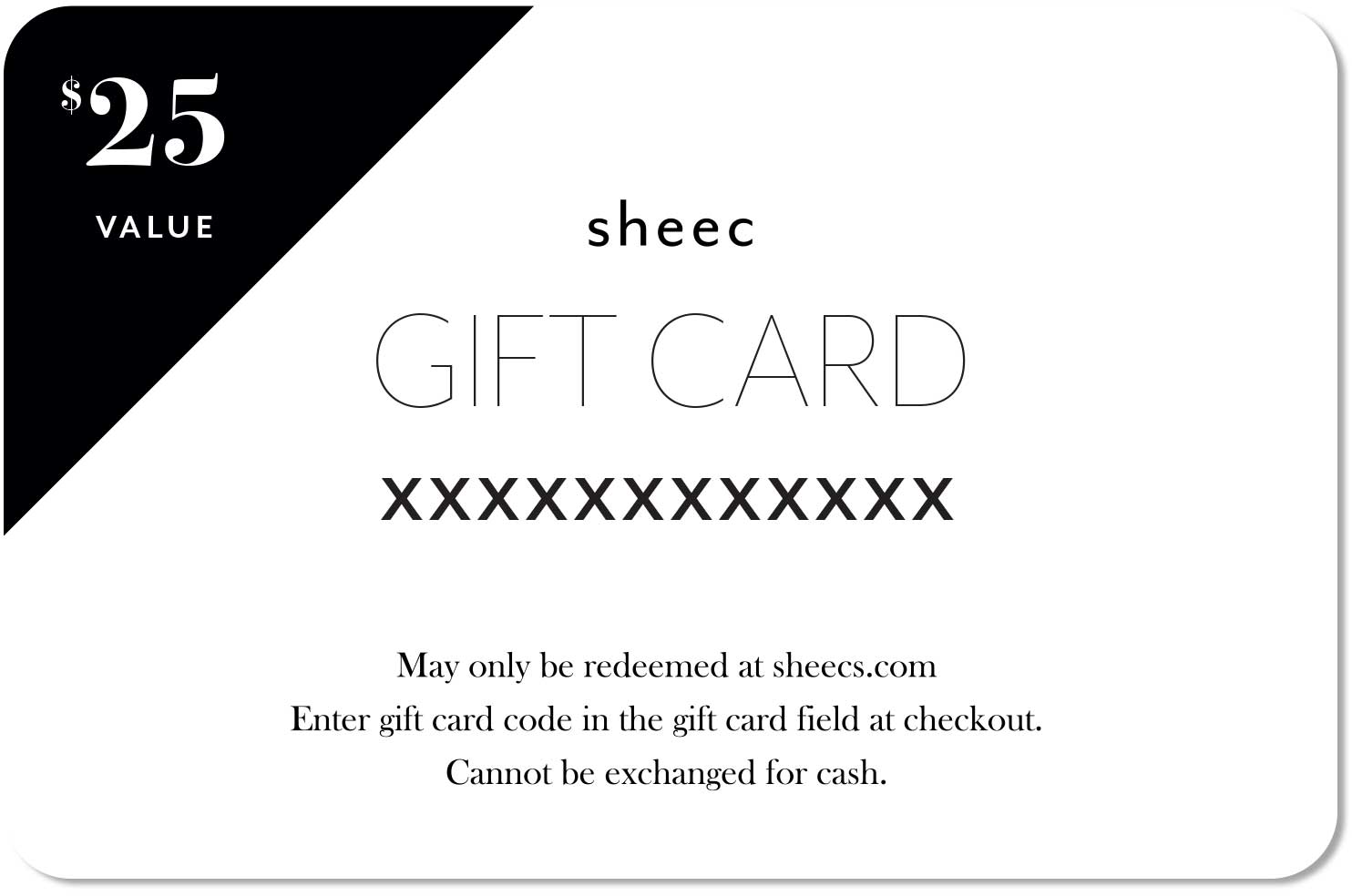 Sheec Holiday gift card featuring a customizable message for gifting socks.