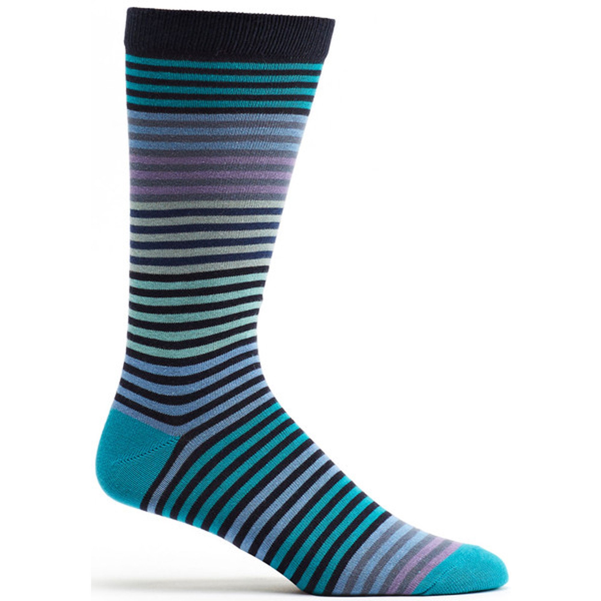 A pair of vibrant men's striped socks featuring a colorful design, made from high-quality cotton blend for comfort and durability.