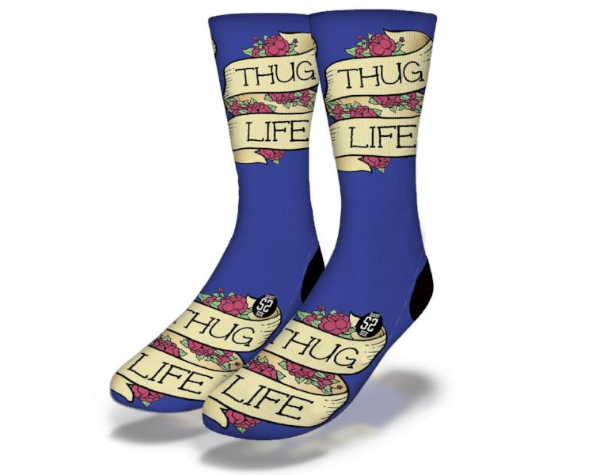 Thug Life Blue socks featuring a bold design and vibrant blue color, perfect for stylish casual wear.