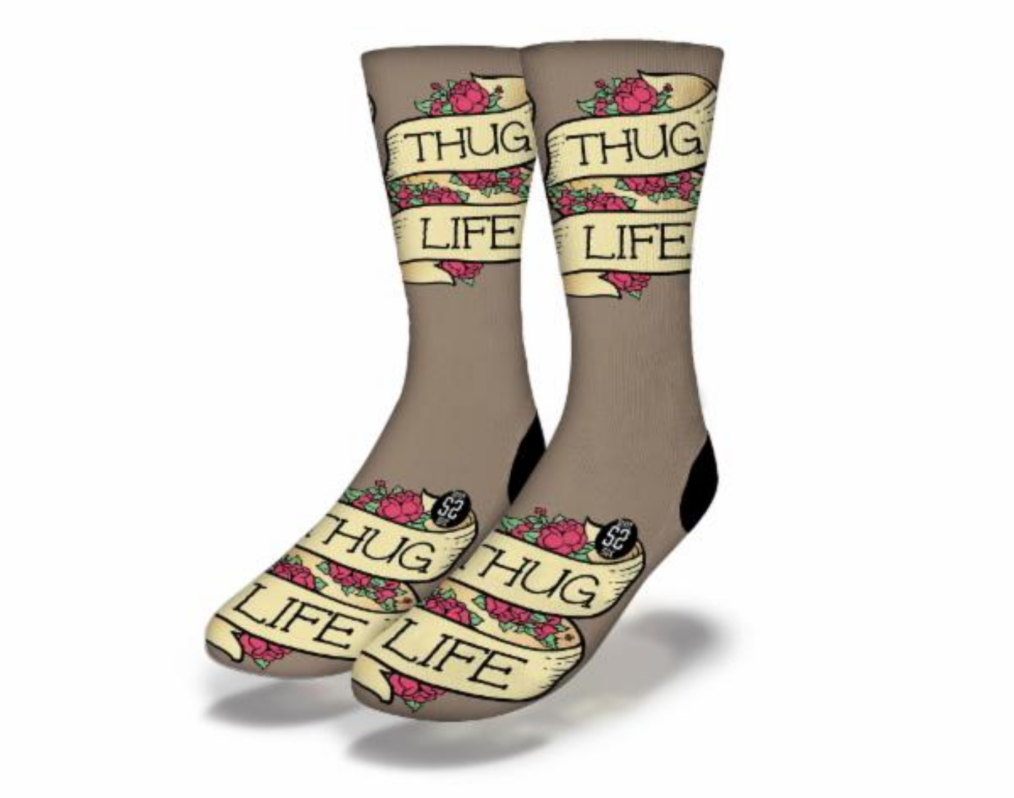 Thug Life Brown socks featuring a bold design and rich brown color, perfect for casual wear.