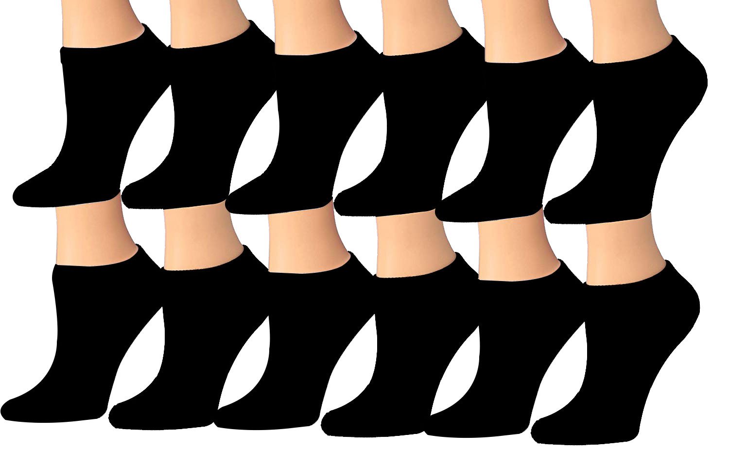 Tipi Toe Women's 12-Pairs Low Cut Athletic Sport Performance Socks displayed in various colors and styles, showcasing their low cut design and quality fabric.