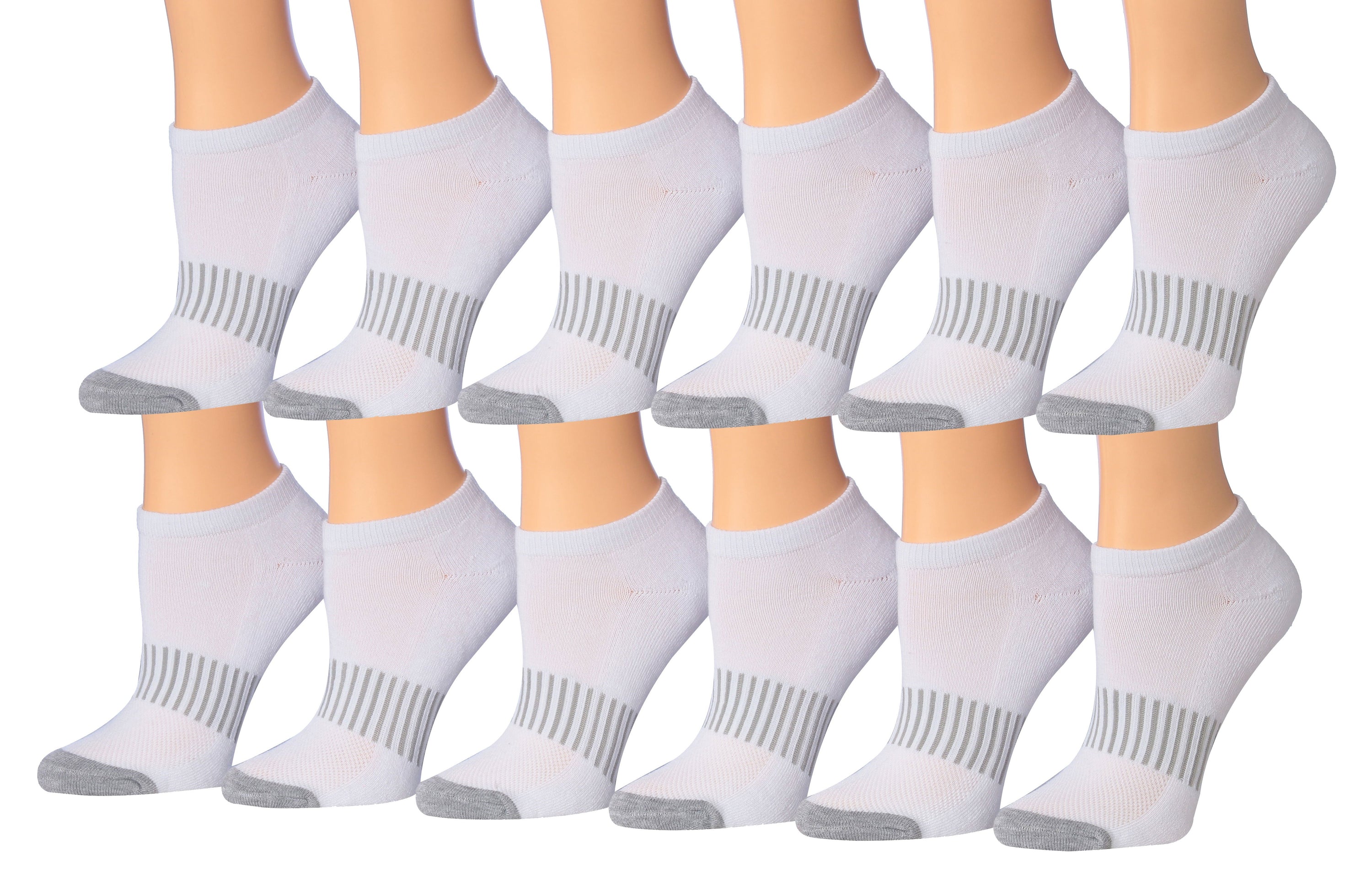 Tipi Toe Women's 12-Pairs Low Cut Athletic Sport Performance Socks displayed in various colors and styles, showcasing their low cut design and quality fabric.