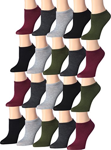 A colorful assortment of Tipi Toe Women's low cut/no show socks featuring various patterns and designs, neatly arranged.